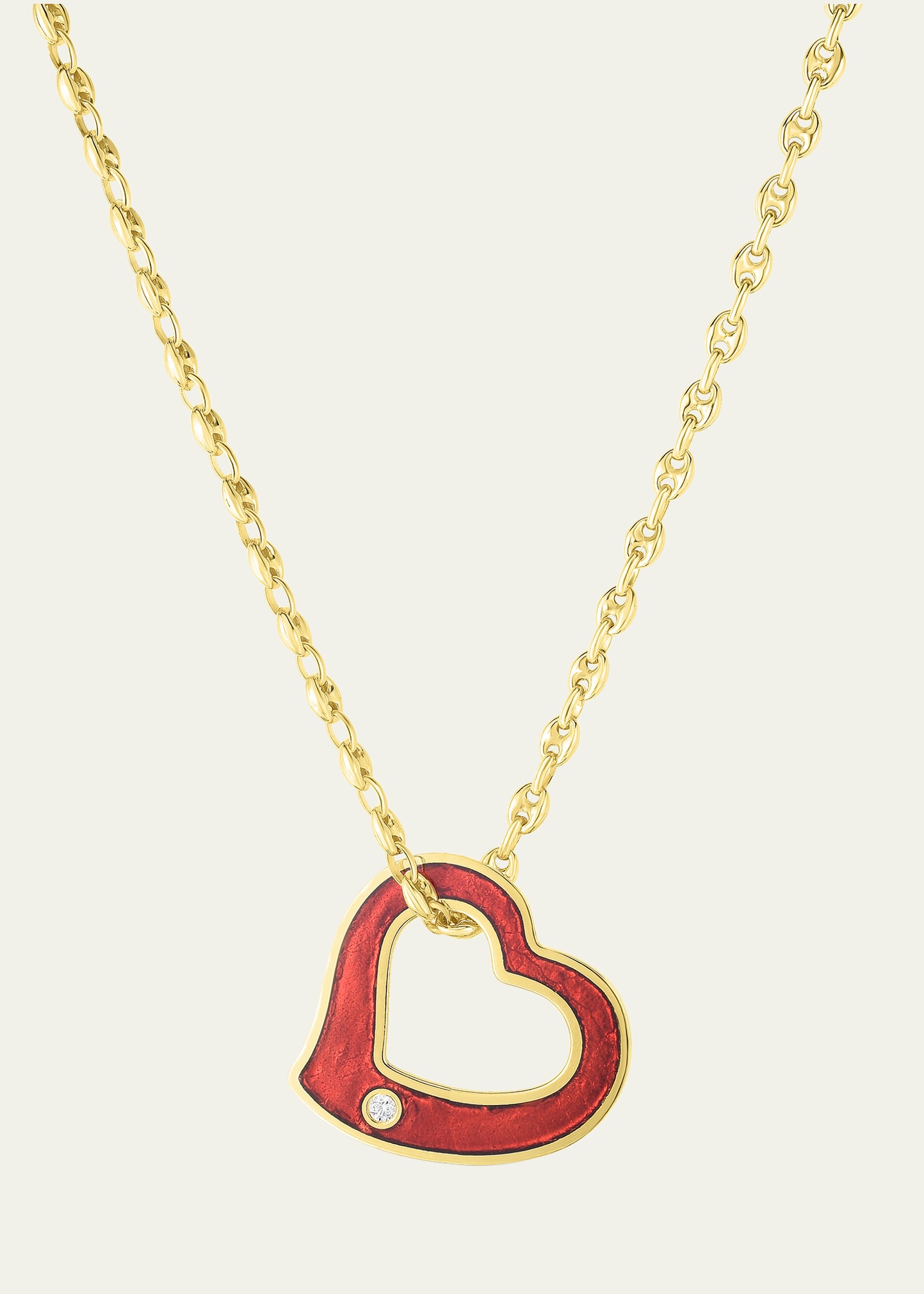 Audrey C. Jewels Heart Enamel Pendant Necklace In Red