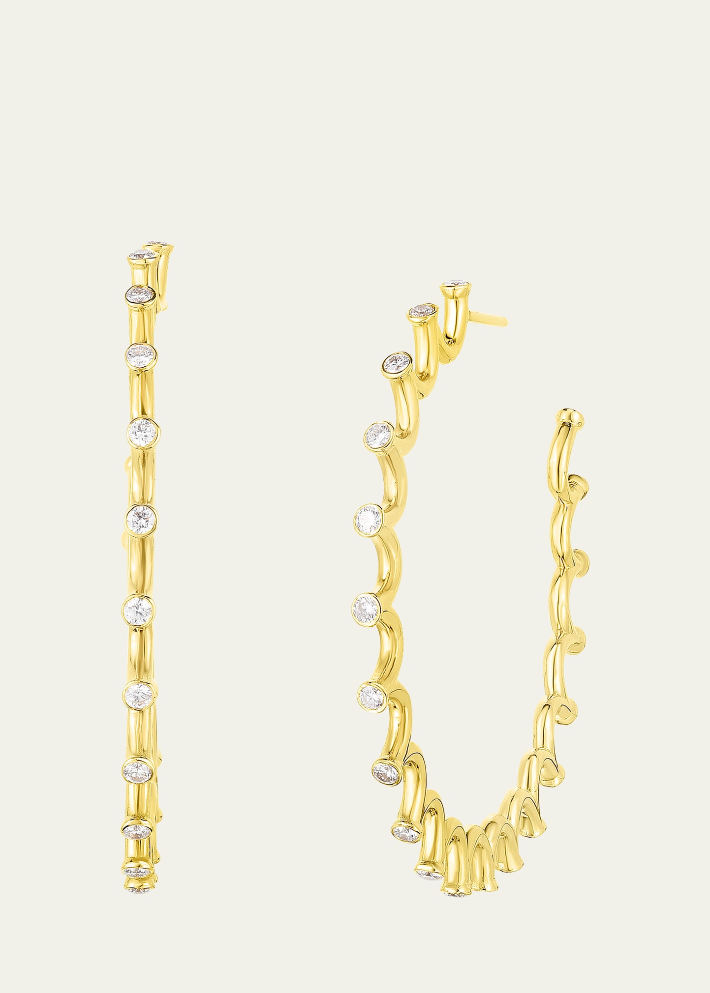 Audrey C. Jewels 18k Yellow Gold Diamond Small Spiral Hoop Earrings
