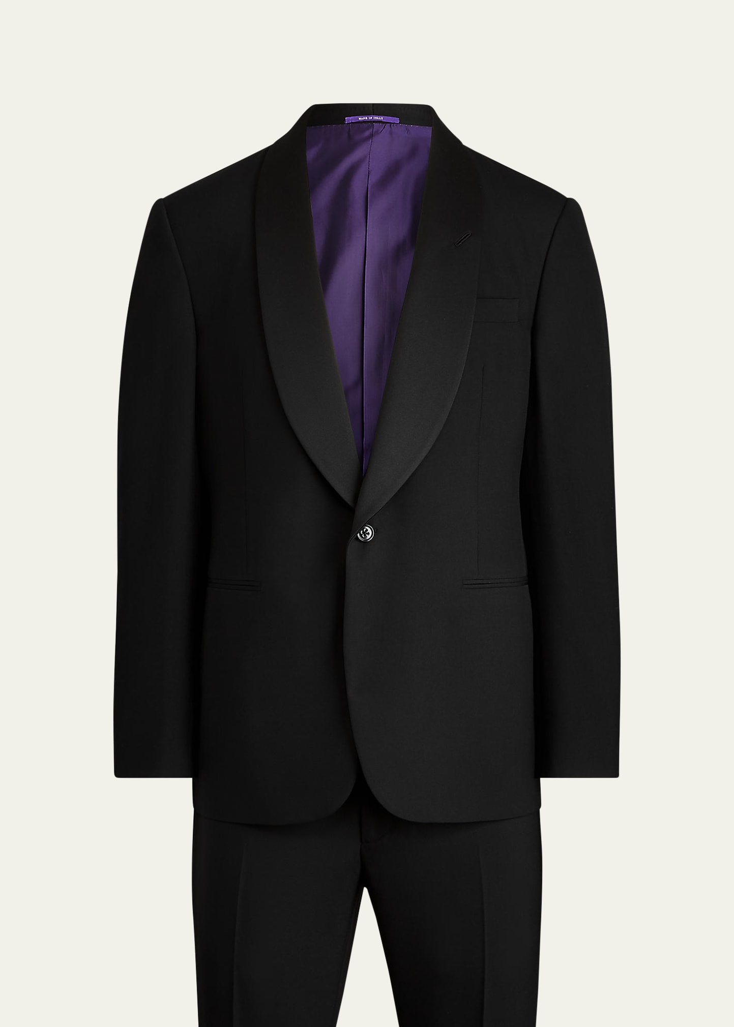 Shop Ralph Lauren Purple Label Men's Gregory Barathea Wool Shawl Tuxedo In Black