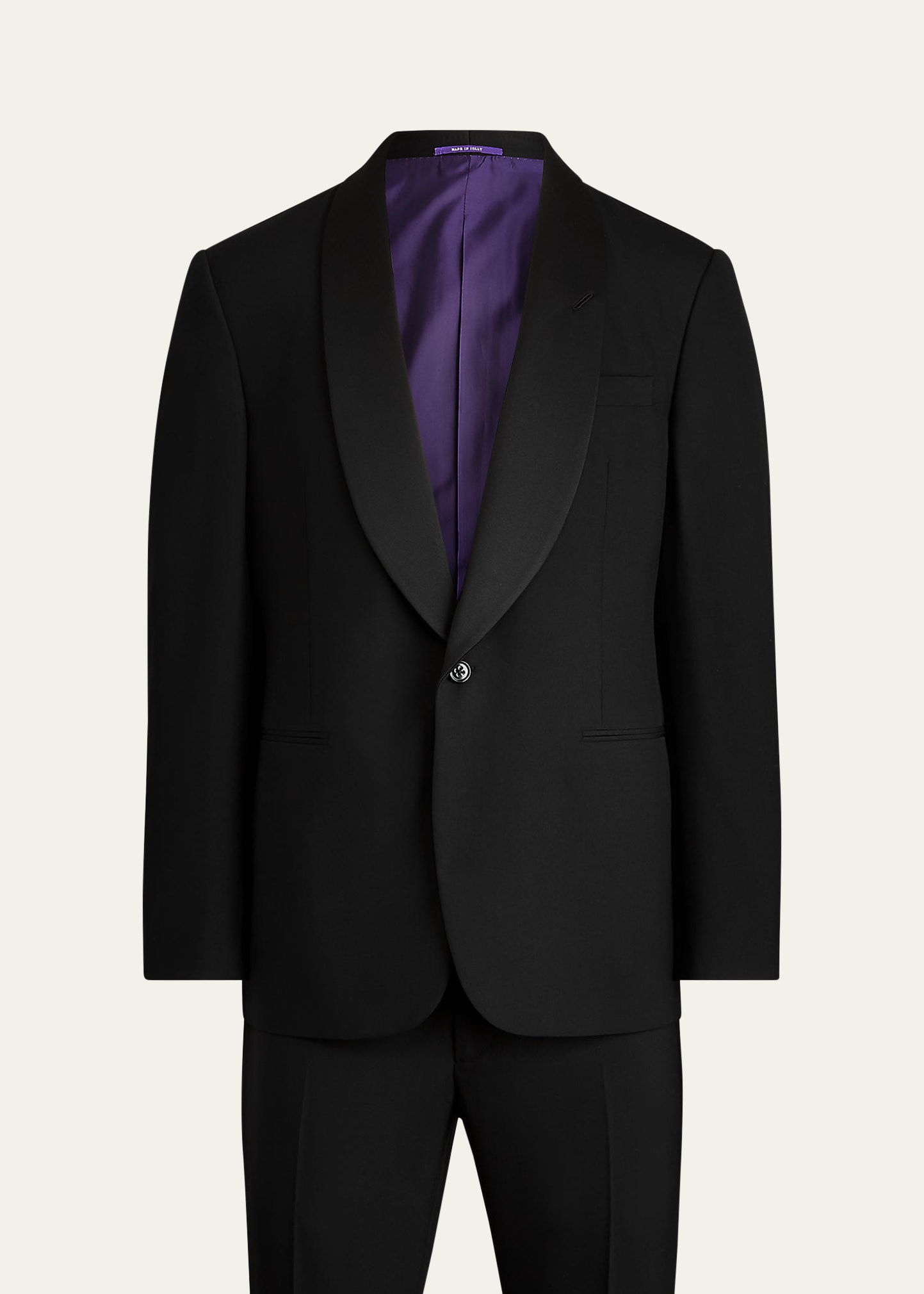 Ralph Lauren Men's Gregory Barathea Wool Shawl Tuxedo In Black