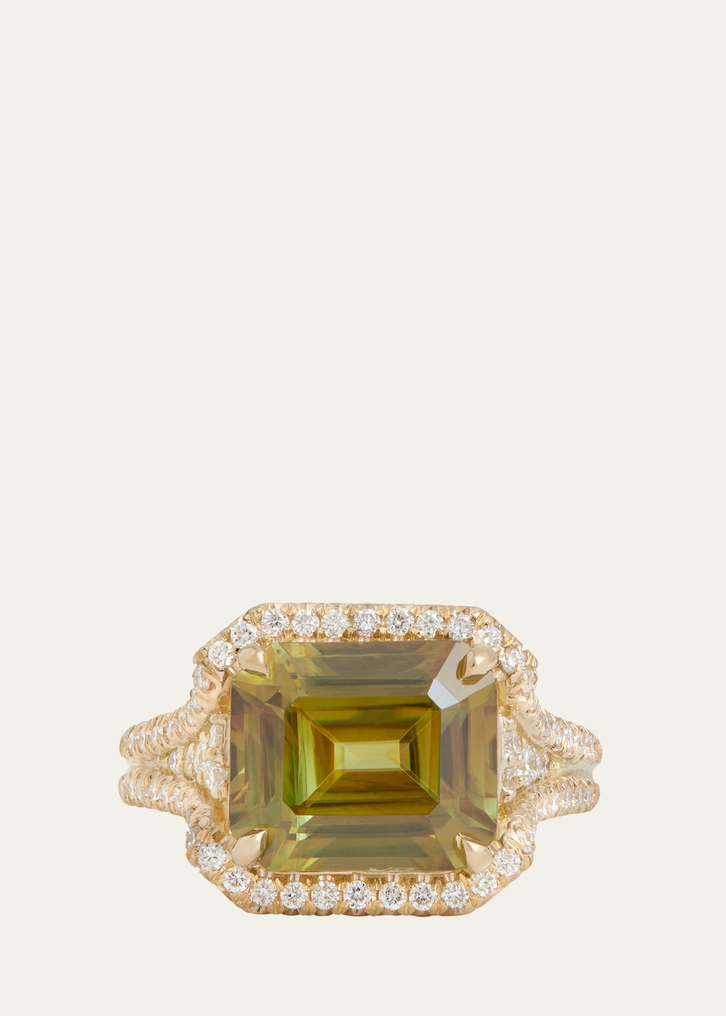 18K Yellow Gold Sphene Ring with Diamonds