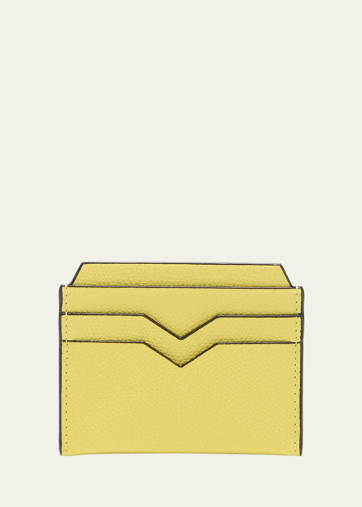 Valextra Men's V-slot Leather Card Case In Citrino Jc