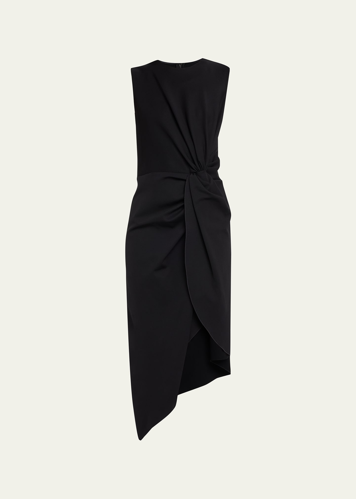 DOLCE & GABBANA TWISTED SLEEVELESS JERSEY ASYMMETRIC-HEM DRESS