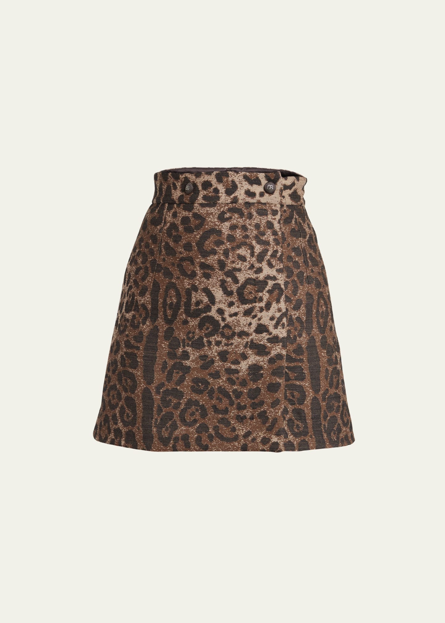 Leopard Print Jacquard Wool Short Jacket