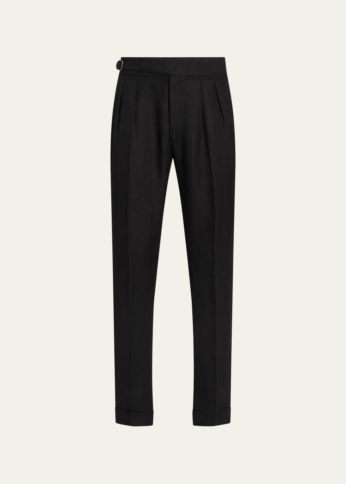 Men's Byron Linen-Silk Pleated Trousers