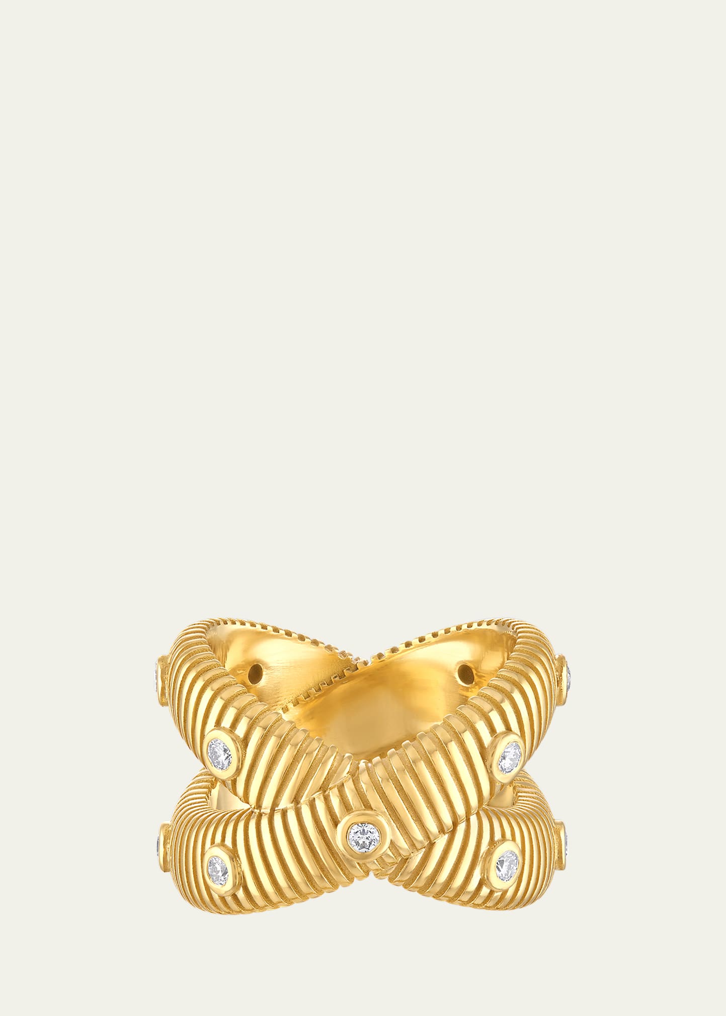 Pamela Zamore 18k Yellow Gold Clio Diamond X Ring In Yg