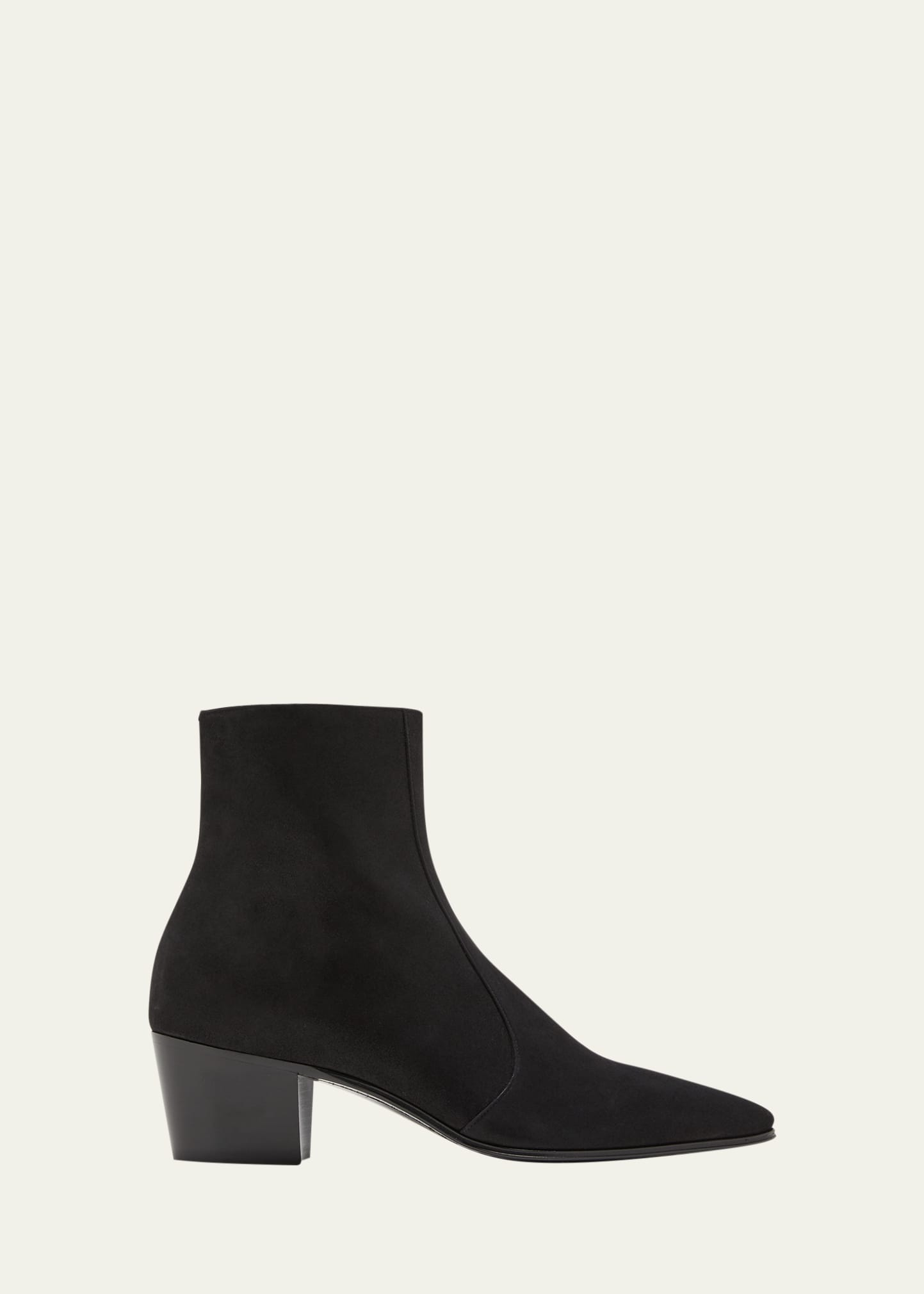 Shop Saint Laurent Men's Vassili 60 Zip Ankle Boots In Black