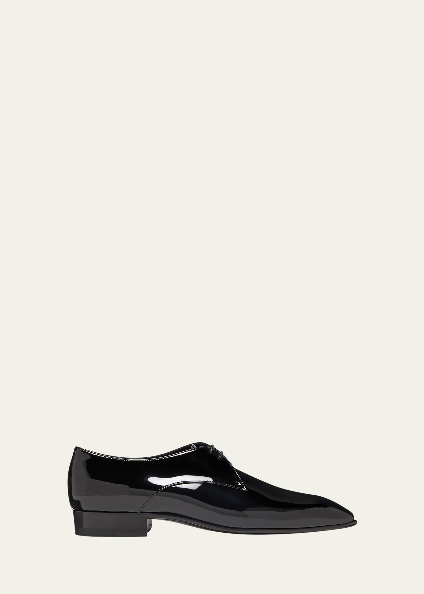 Saint Laurent Men's Gabriel Patent Derby Shoes In Black