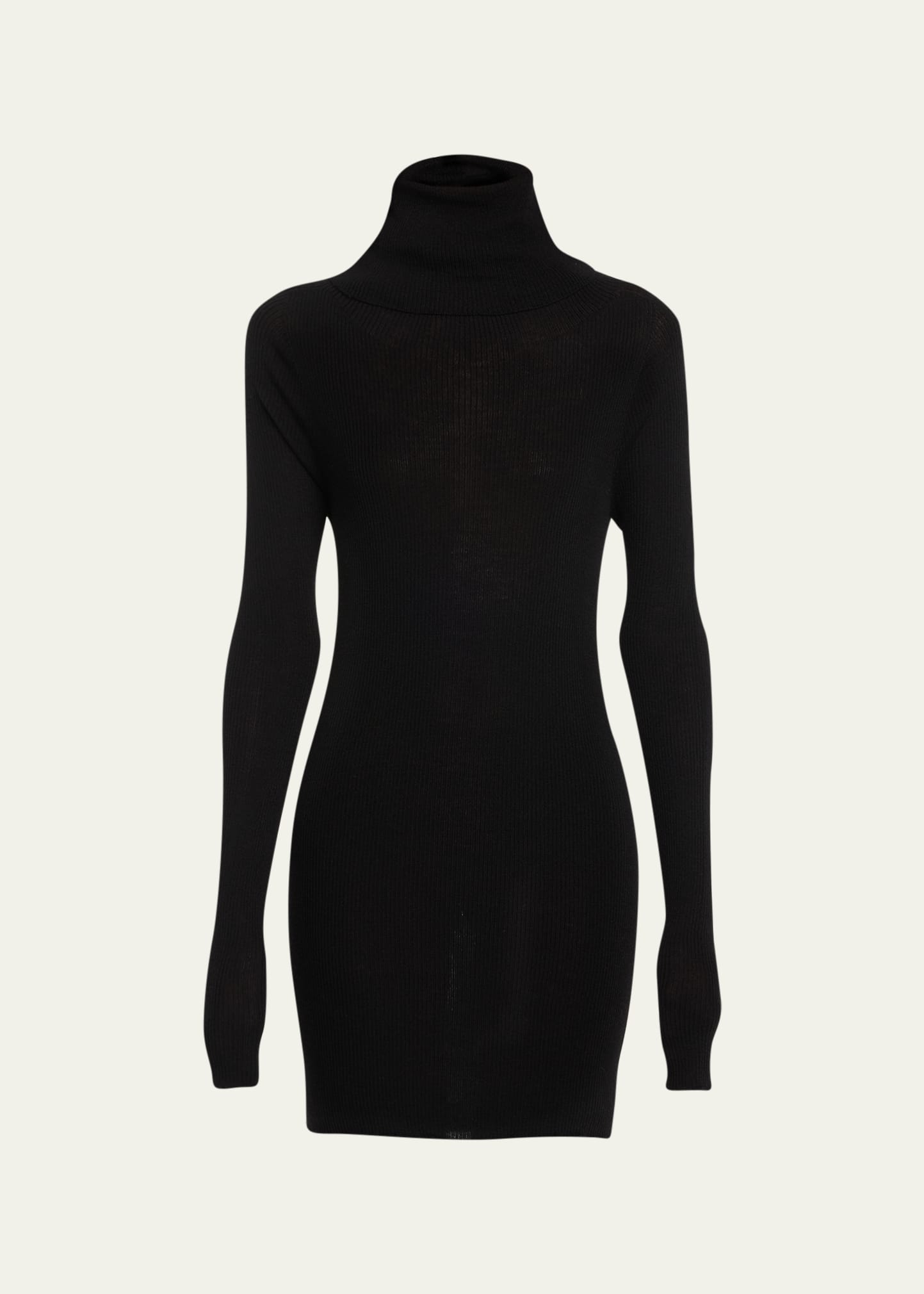 Rick Owens Ribbed Body-con Wool Mini Dress In Black
