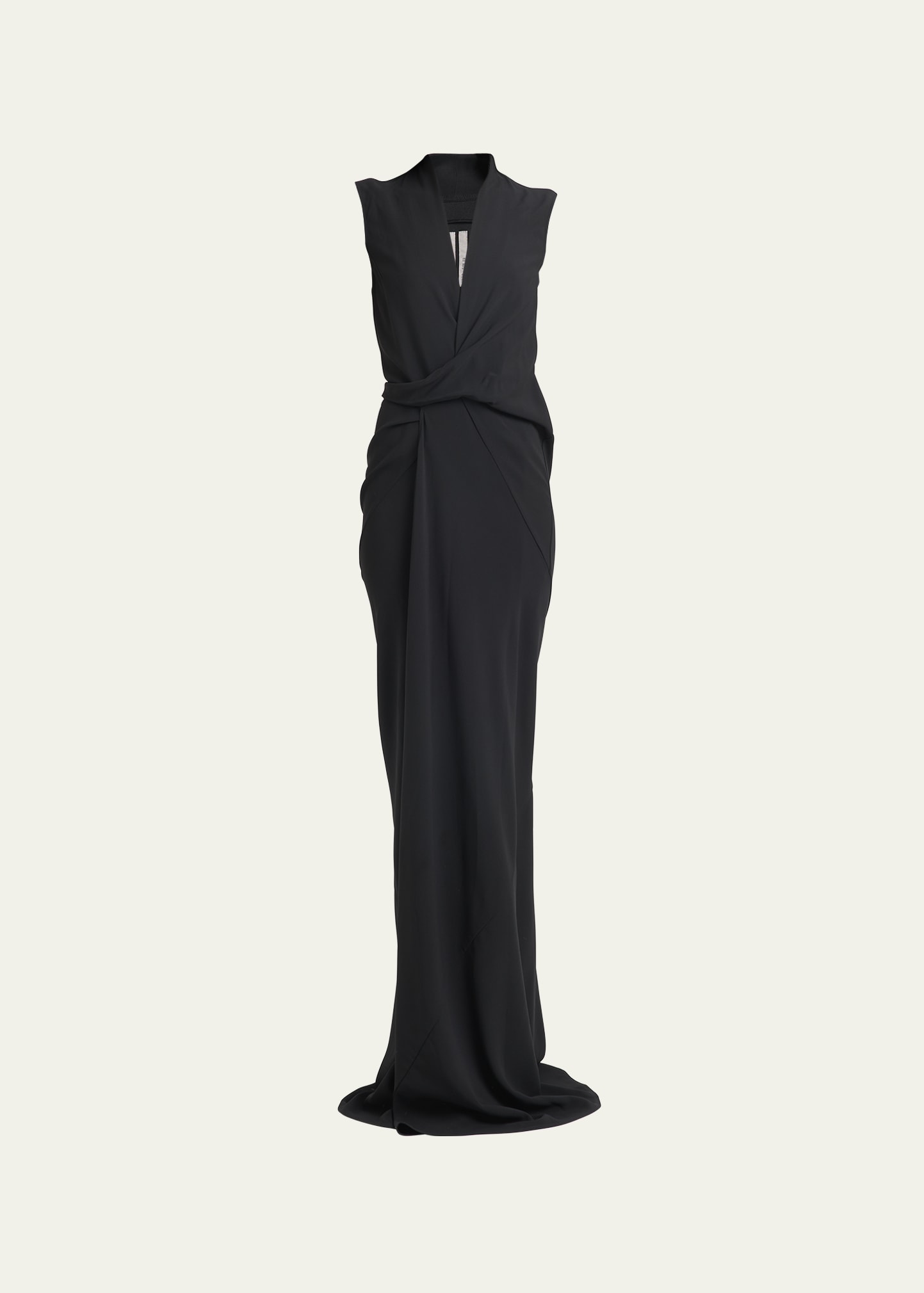 RICK OWENS WRAP-AROUND LONG COLUMN GOWN