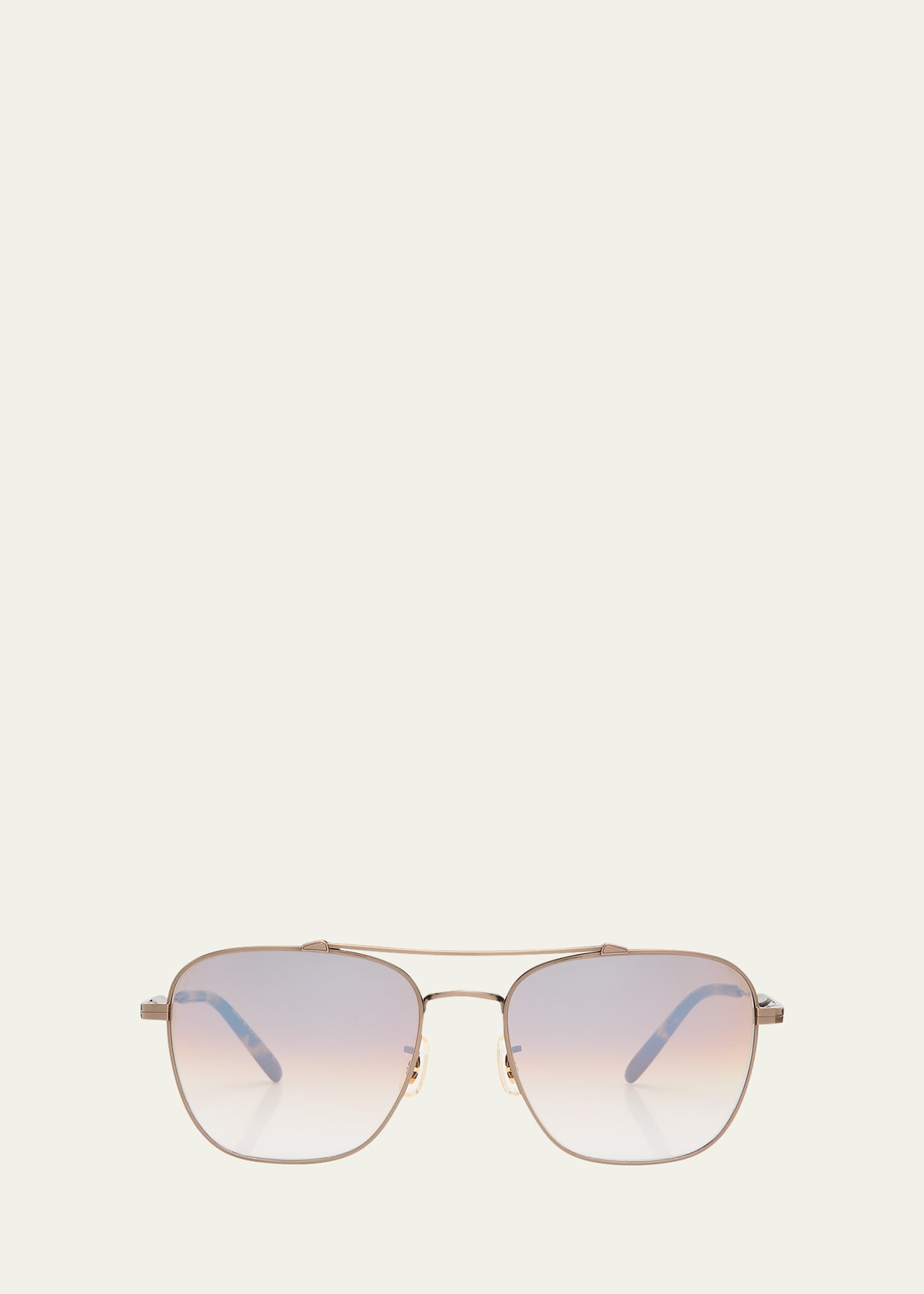 Men's Double-Bridge Titanium Square Sunglasses