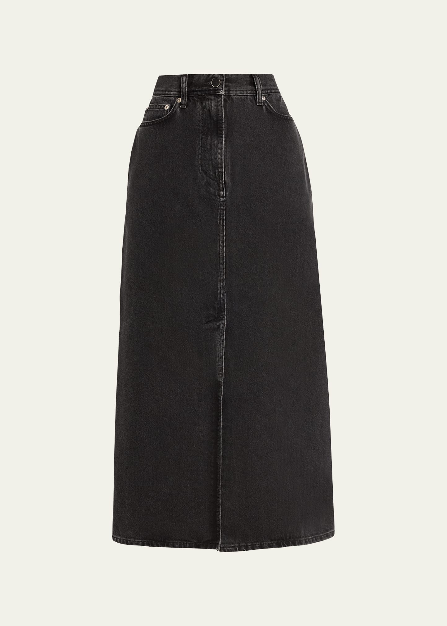 Loulou Studio Long Denim Skirt In Washed Grey