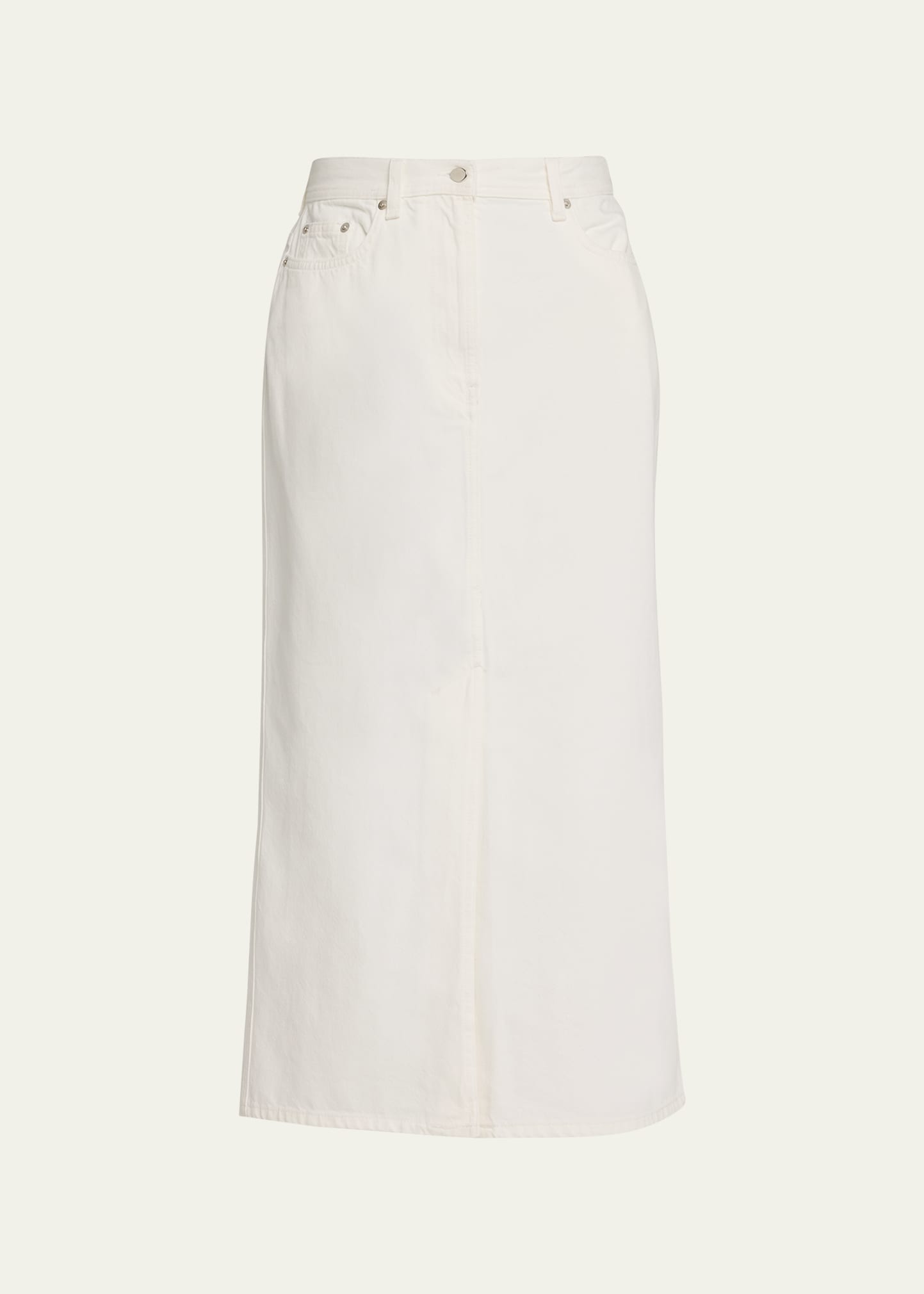 Shop Loulou Studio Long Denim Skirt In Ivory
