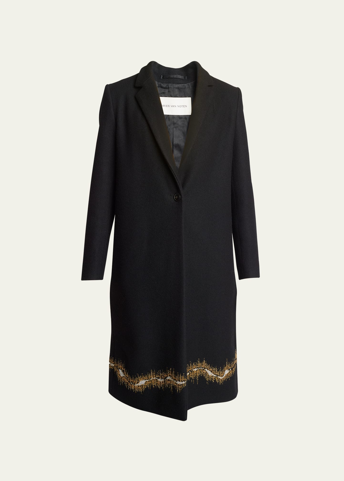 Richy Hem Embroidered Wool Coat