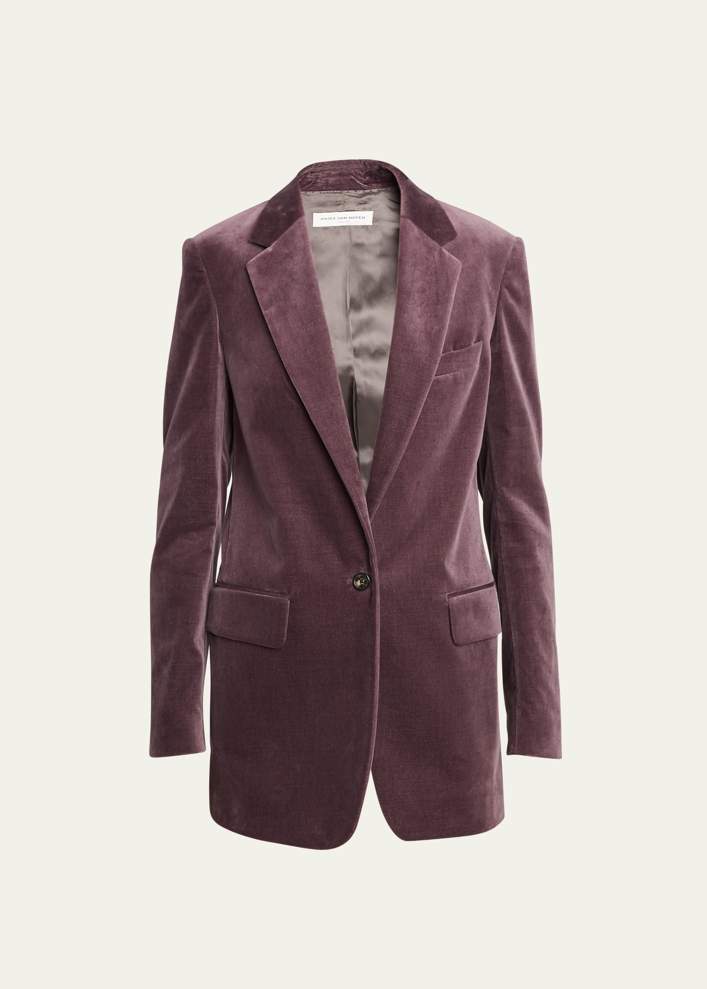 Dries Van Noten Blanchet One-button Velvet Jacket In Amethyst