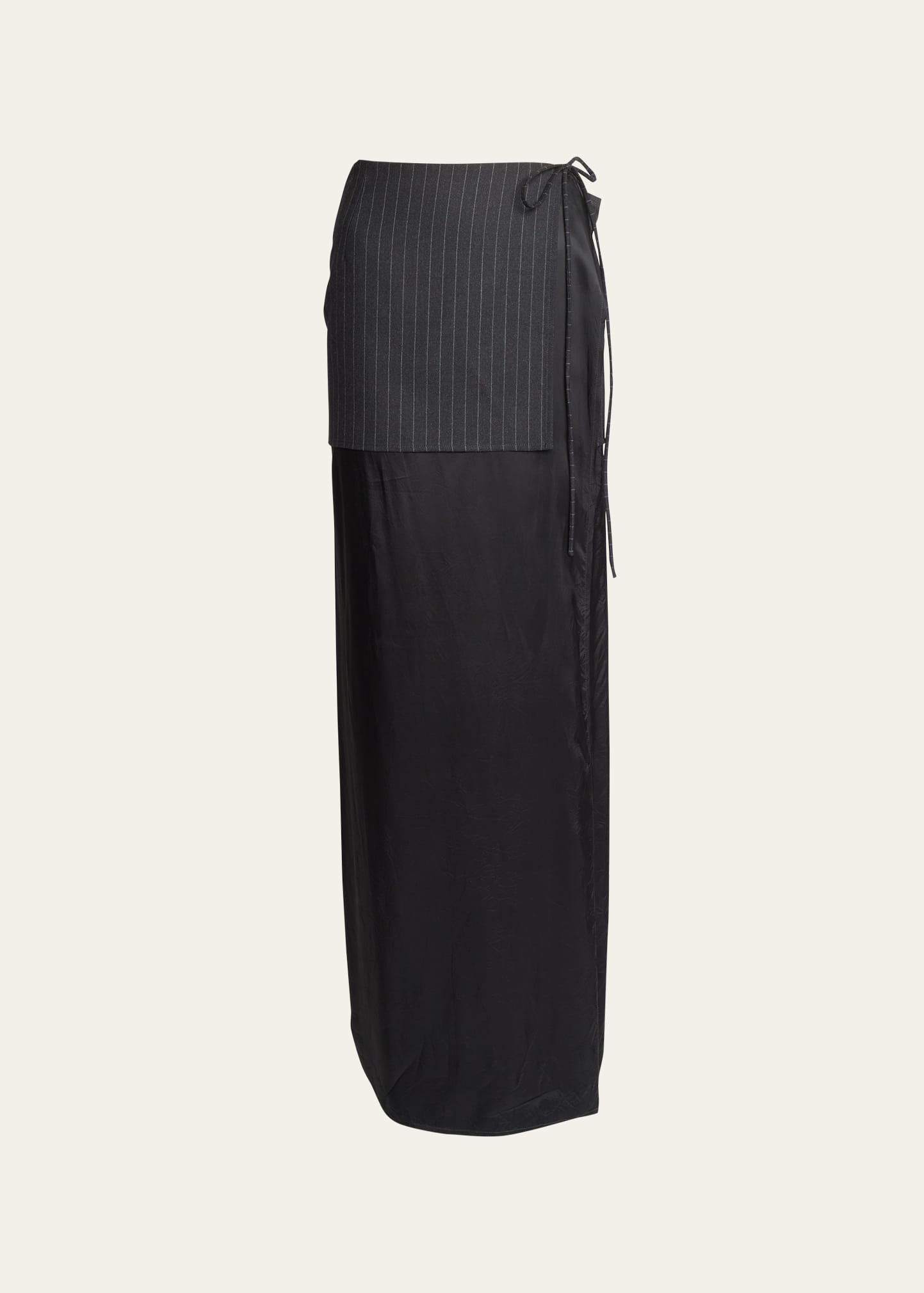 Silene Pinstripe Wrap Maxi Skirt