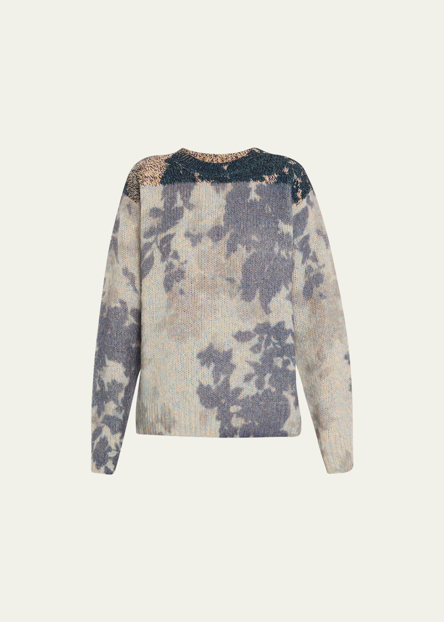 Dries Van Noten Tout Floral Wool Sweater In Light Blue