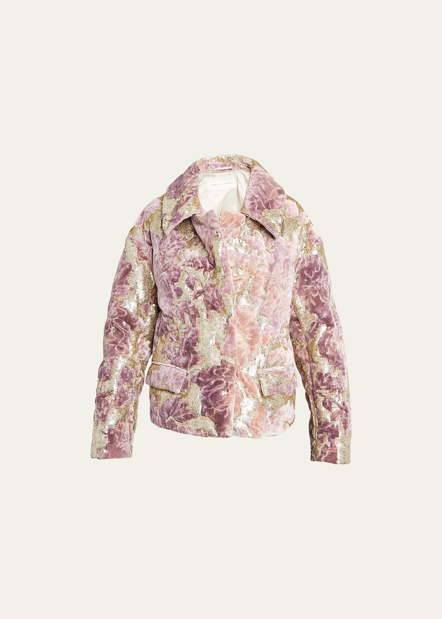 Vondi Embroidered Sequin Floral Shirt Jacket