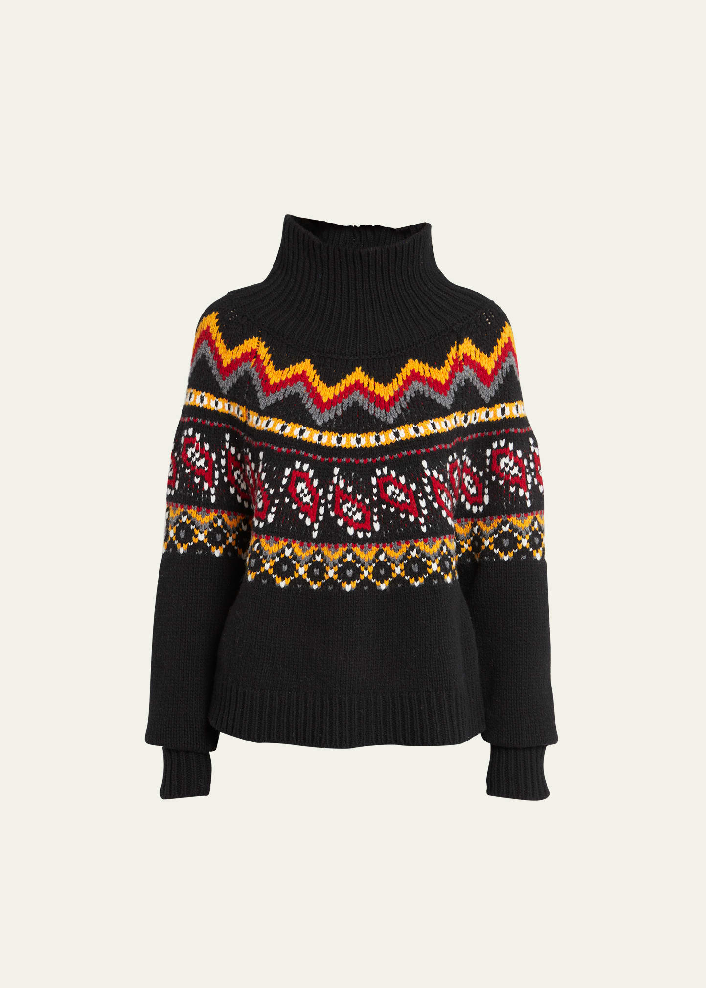 Shop Alanui Antarctic Circle Wool Turtleneck Sweater In Luli Brown M