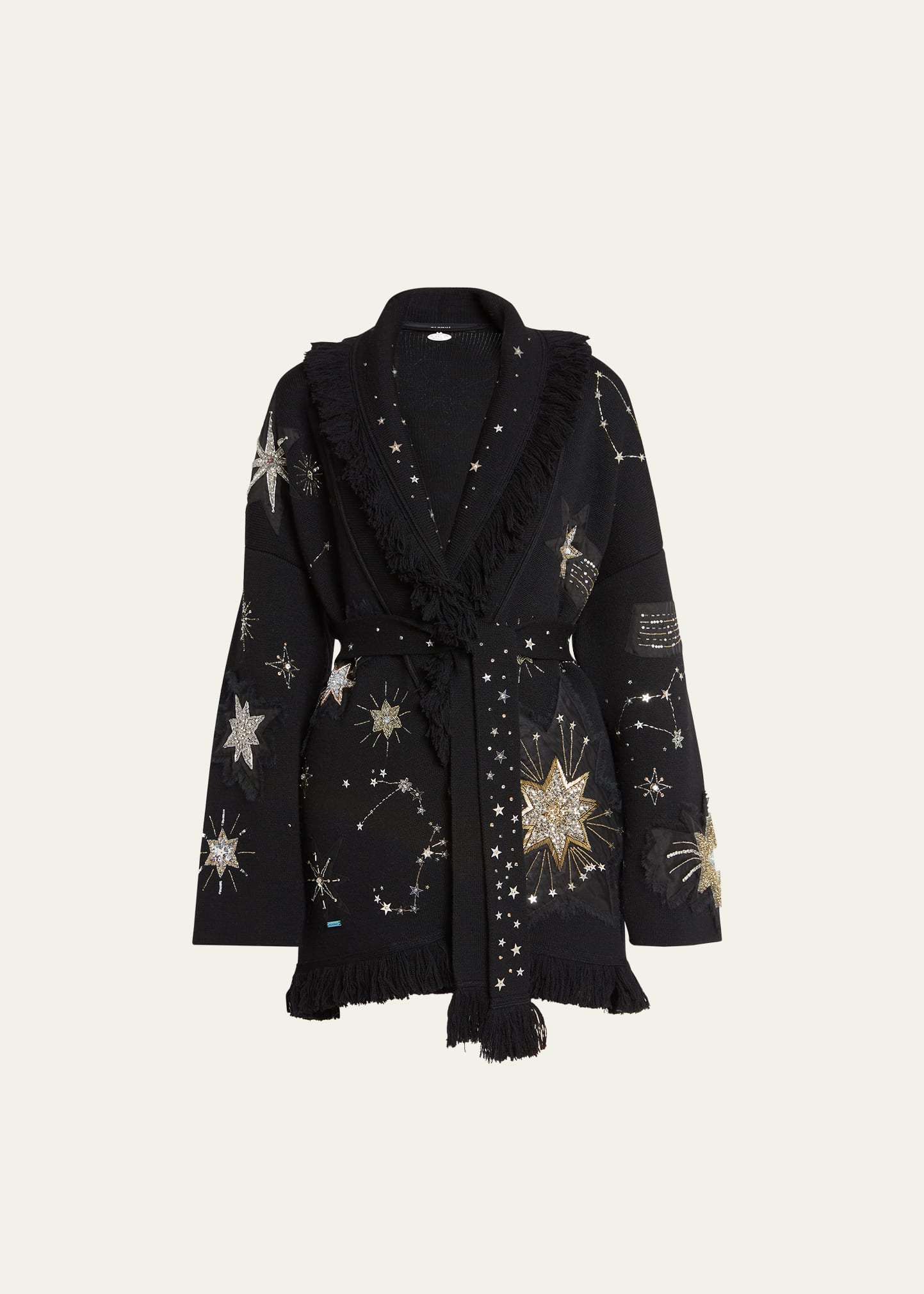 Alanui The Wandering Star Embellished Cardigan In Black Gold
