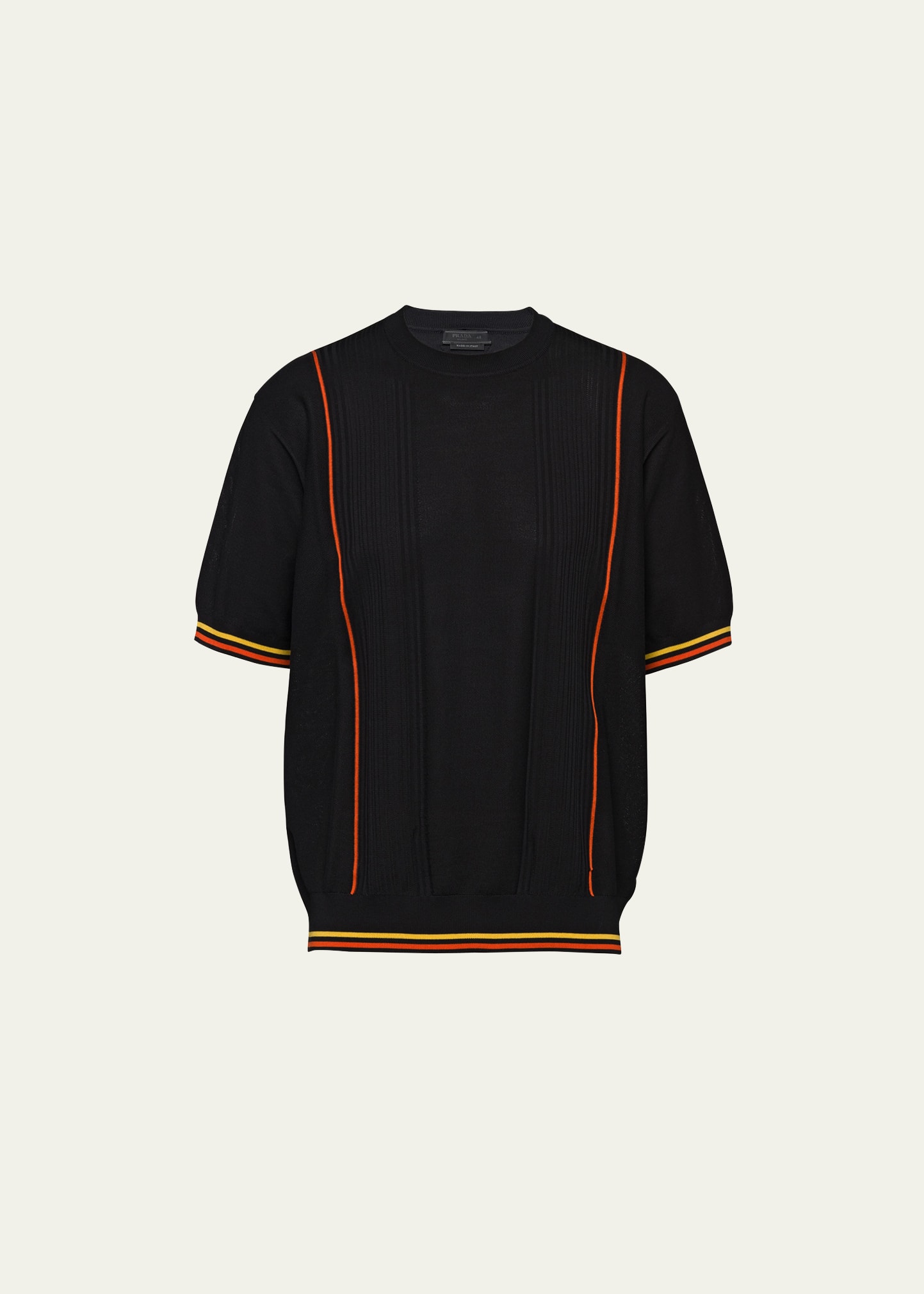 Men's Contrast Silk-Cotton Knit Sweater