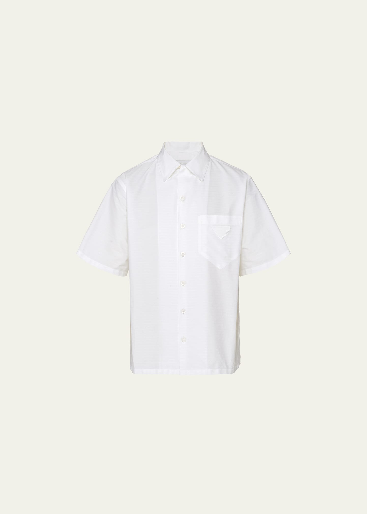 Prada Men's Tonal Jacquard Sport Shirt In Bianco