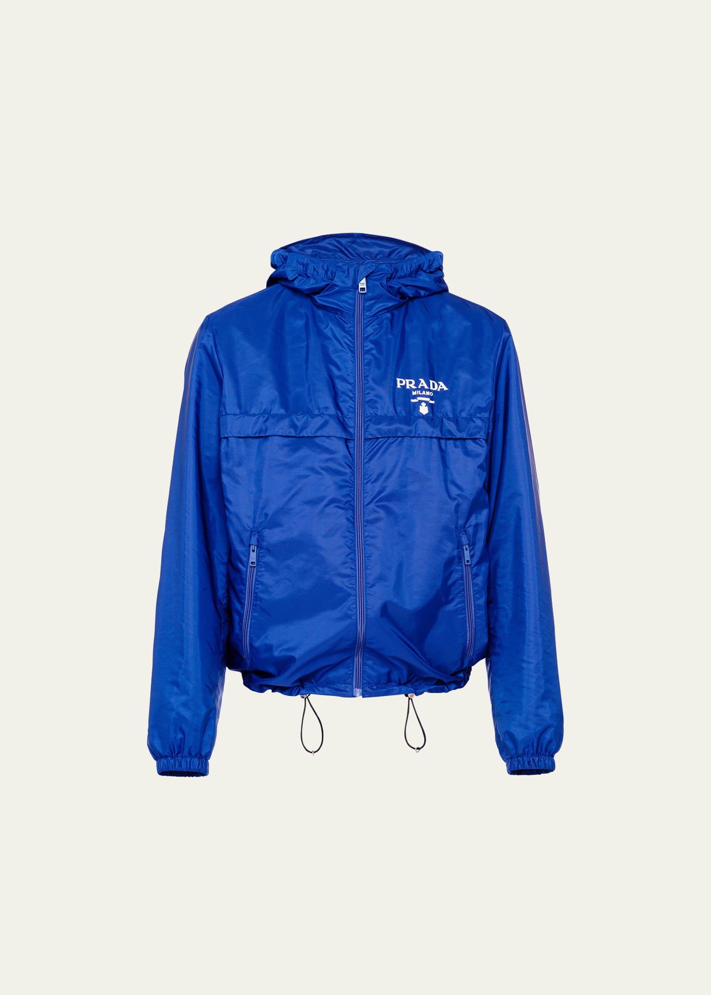 Shop Prada Men's Re-nylon Wind-resistant Jacket In Inchiostro