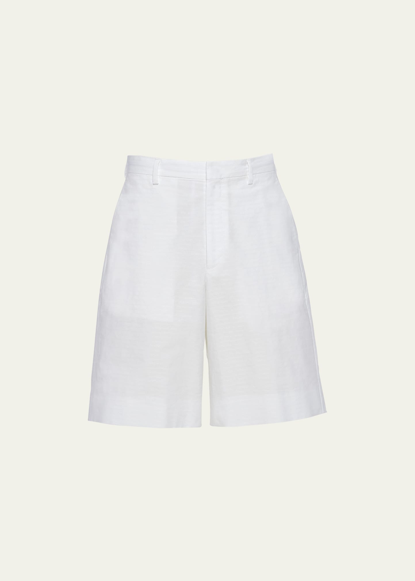 Prada Men's Solid Cotton Poplin Shorts In Bianco