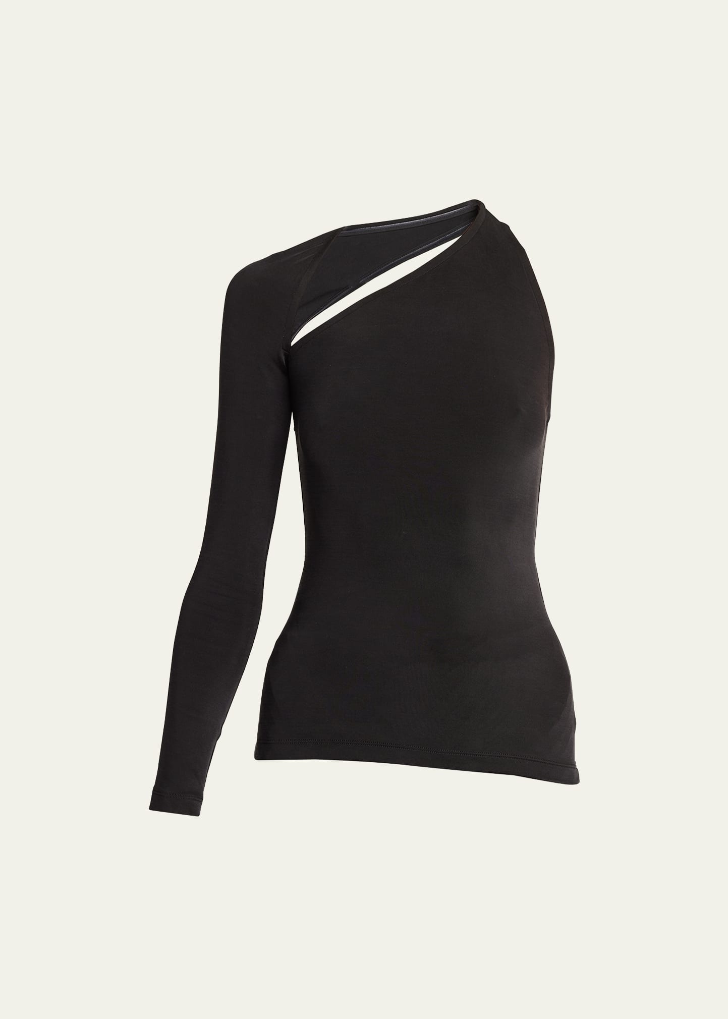 Balenciaga One-sleeve Cutout Stretch-jersey Top In Noir