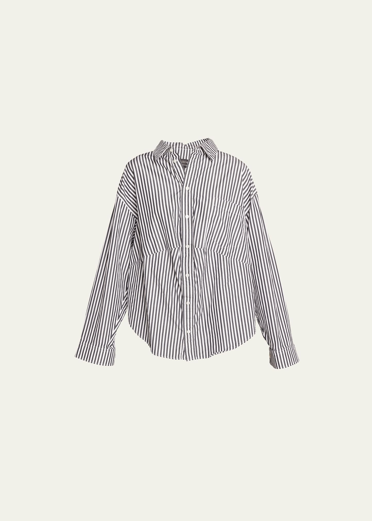 Balenciaga Stripe Button-down Swing Shirt In Noir/ecru