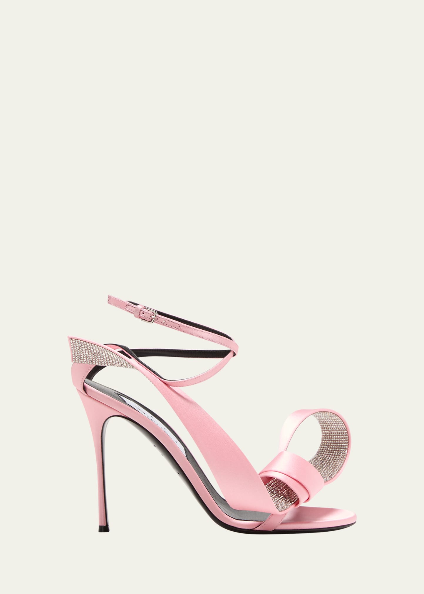 Area X Sergio Rossi Sculpted Bow Slingback Cocktail Sandals In Light Rose Crysta