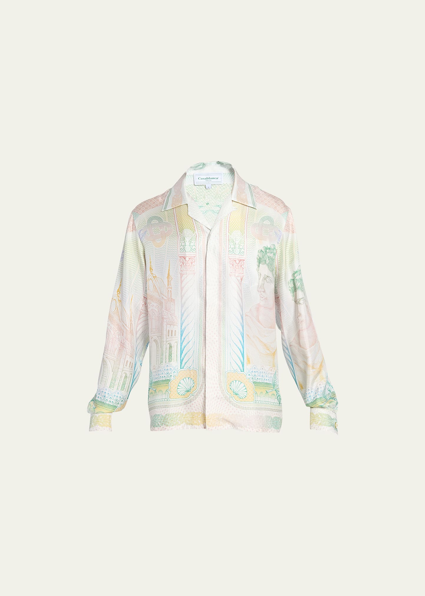 Shop Casablanca Men's Graphic Silk Sport Shirt In La Monnaie