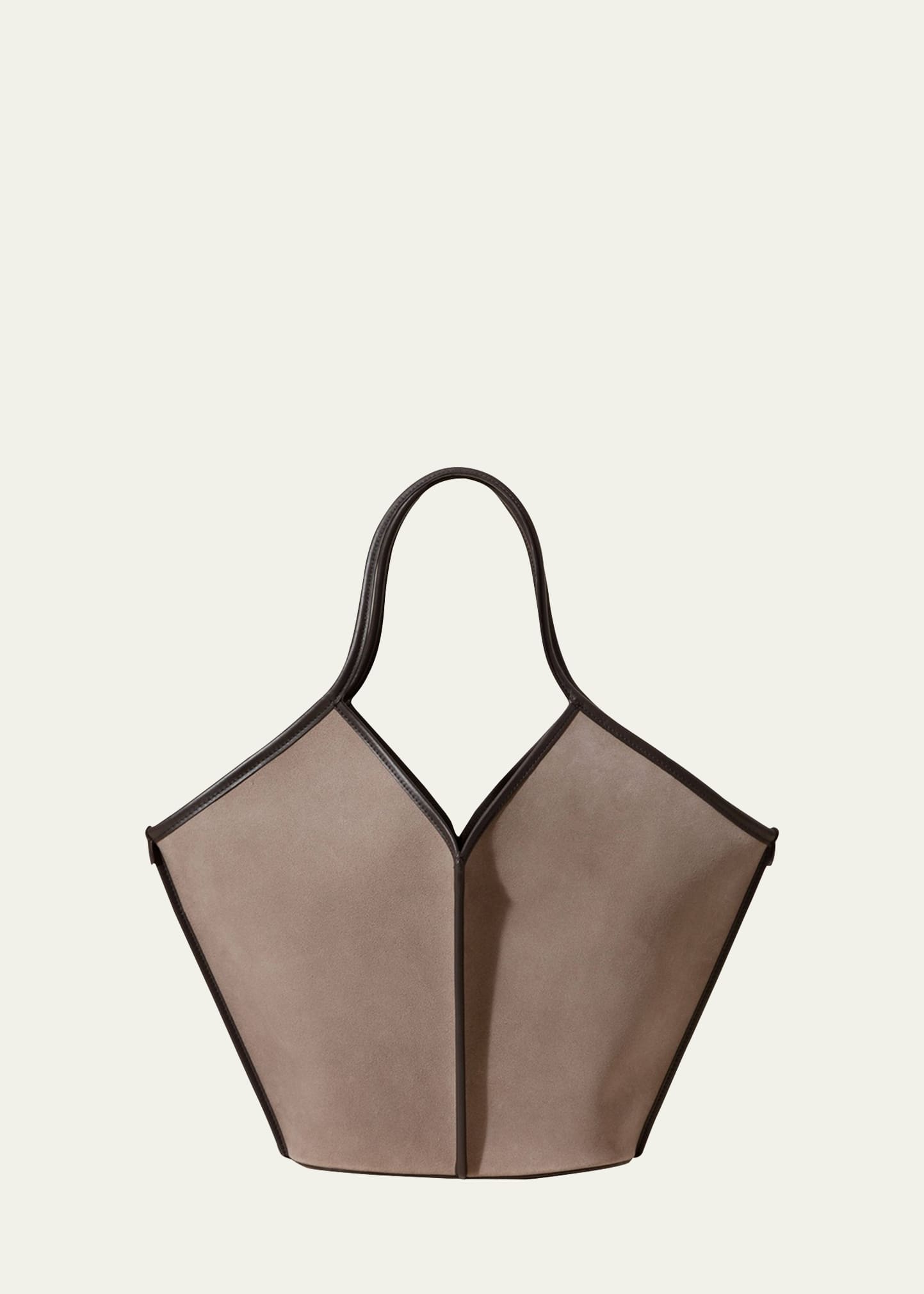 Hereu Calella Suede And Leather Tote Bag In Grey Dark Brown
