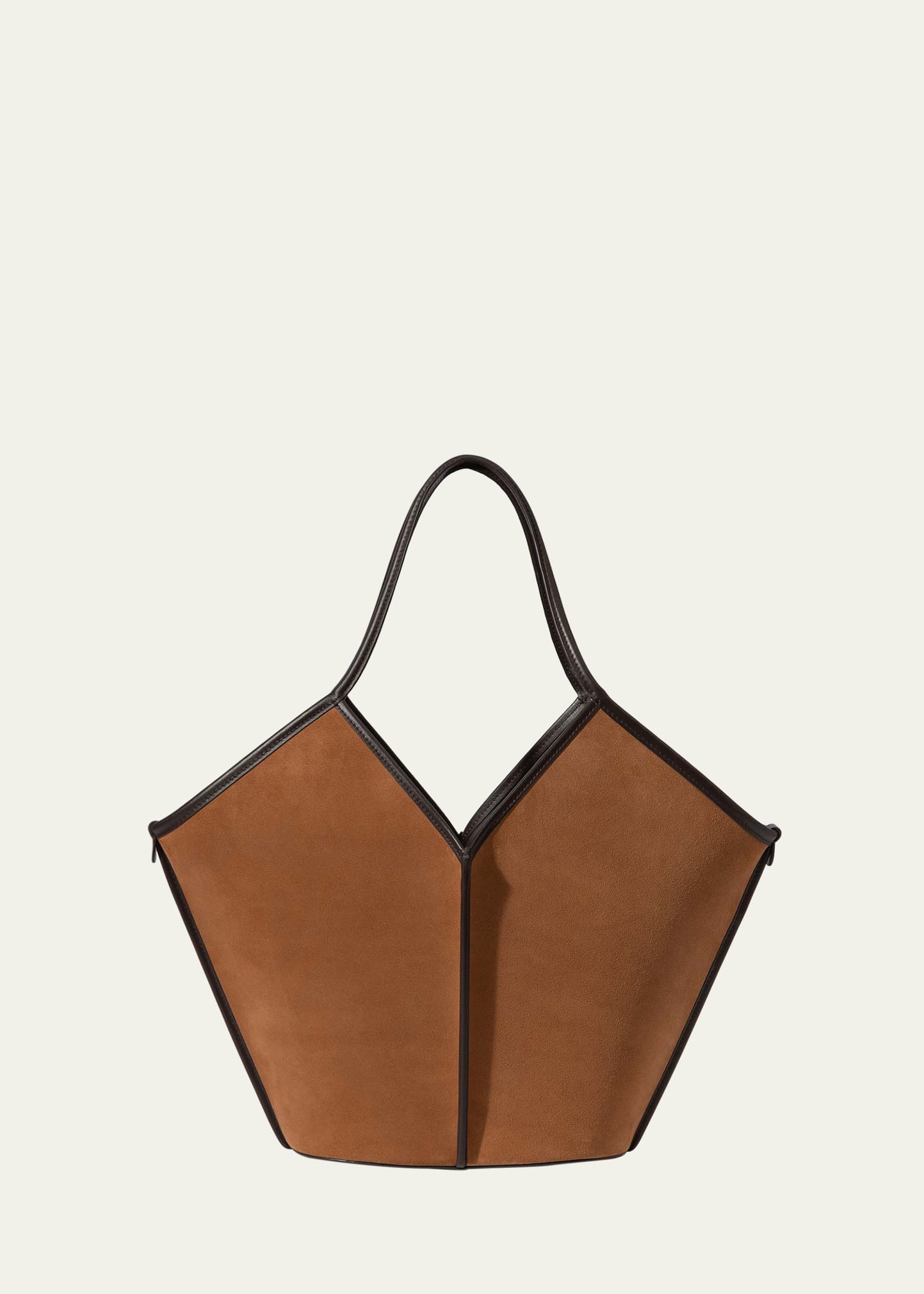 Shop Hereu Calella Suede And Leather Tote Bag In Tandk Brown