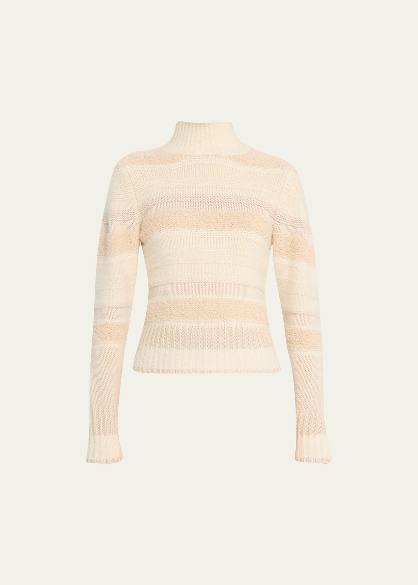 Zimmermann Lyrical Striped Wool Turtleneck Sweater In Cream