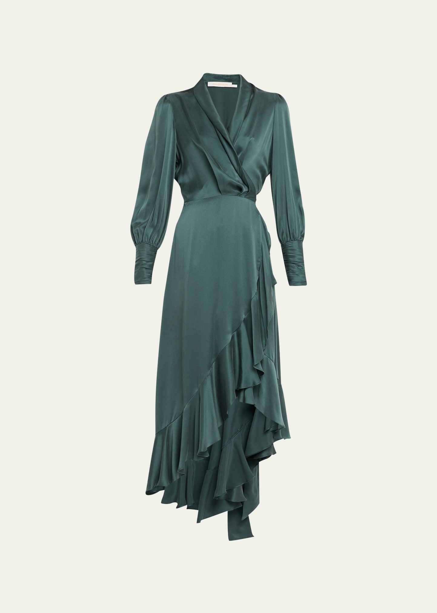 Zimmermann Silk Wrap Bishop-Sleeve Midi Dress