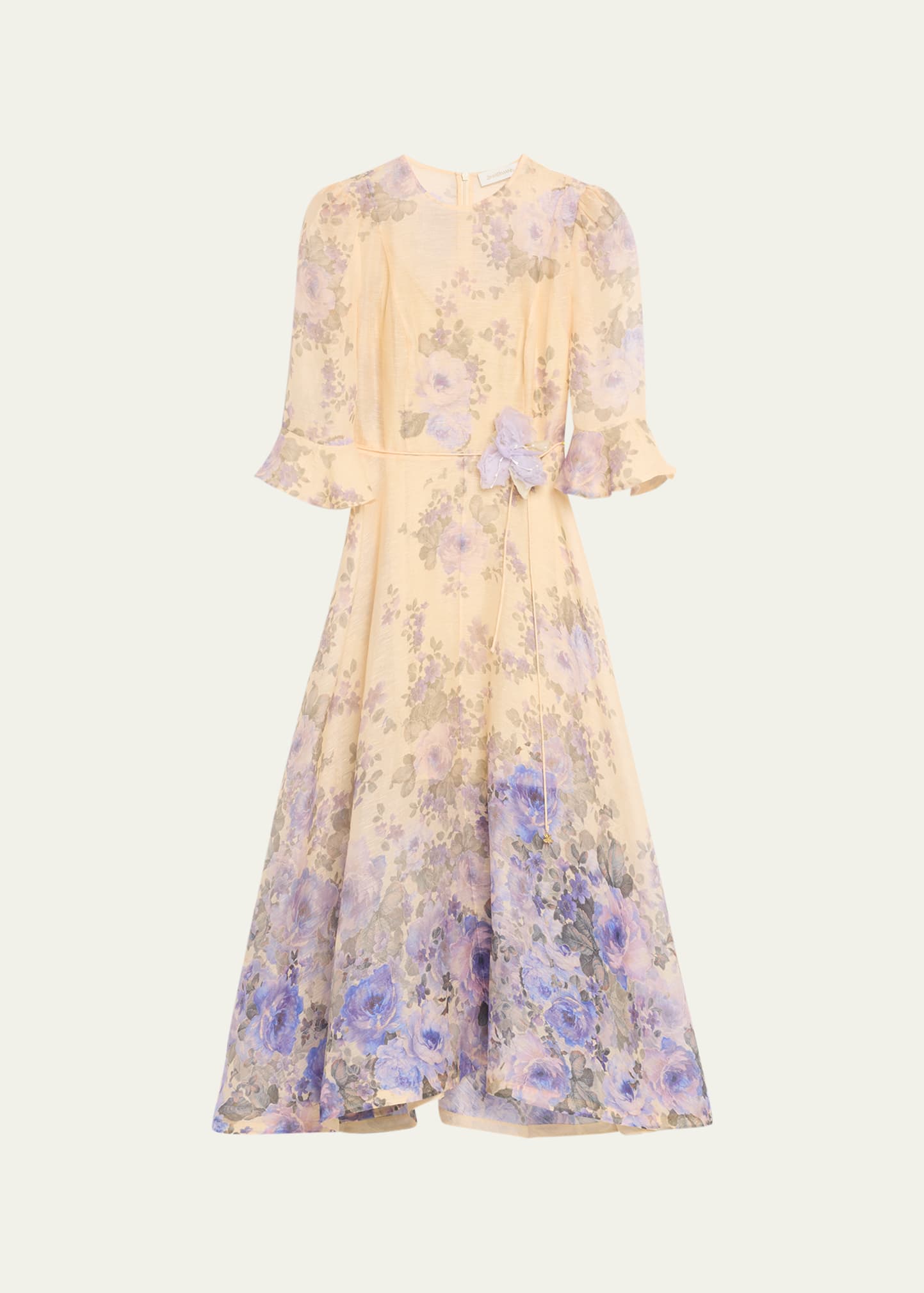 【Zimmermann】LYRICAL FLARE SLEEVE MIDI フレアスリーブミディ Zimmermann Lyrical Flare-sleeve Midi Dress In Blue Floral