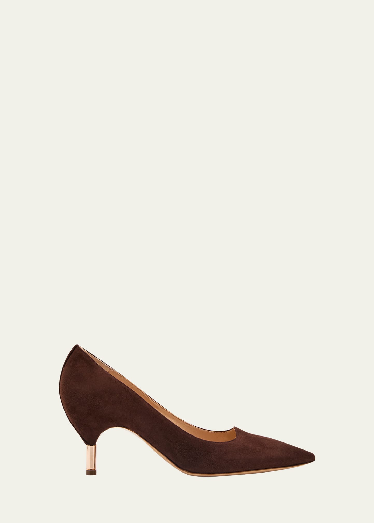 Gabriela Hearst Sofia Suede Metallic-heel Pumps In Chocolate