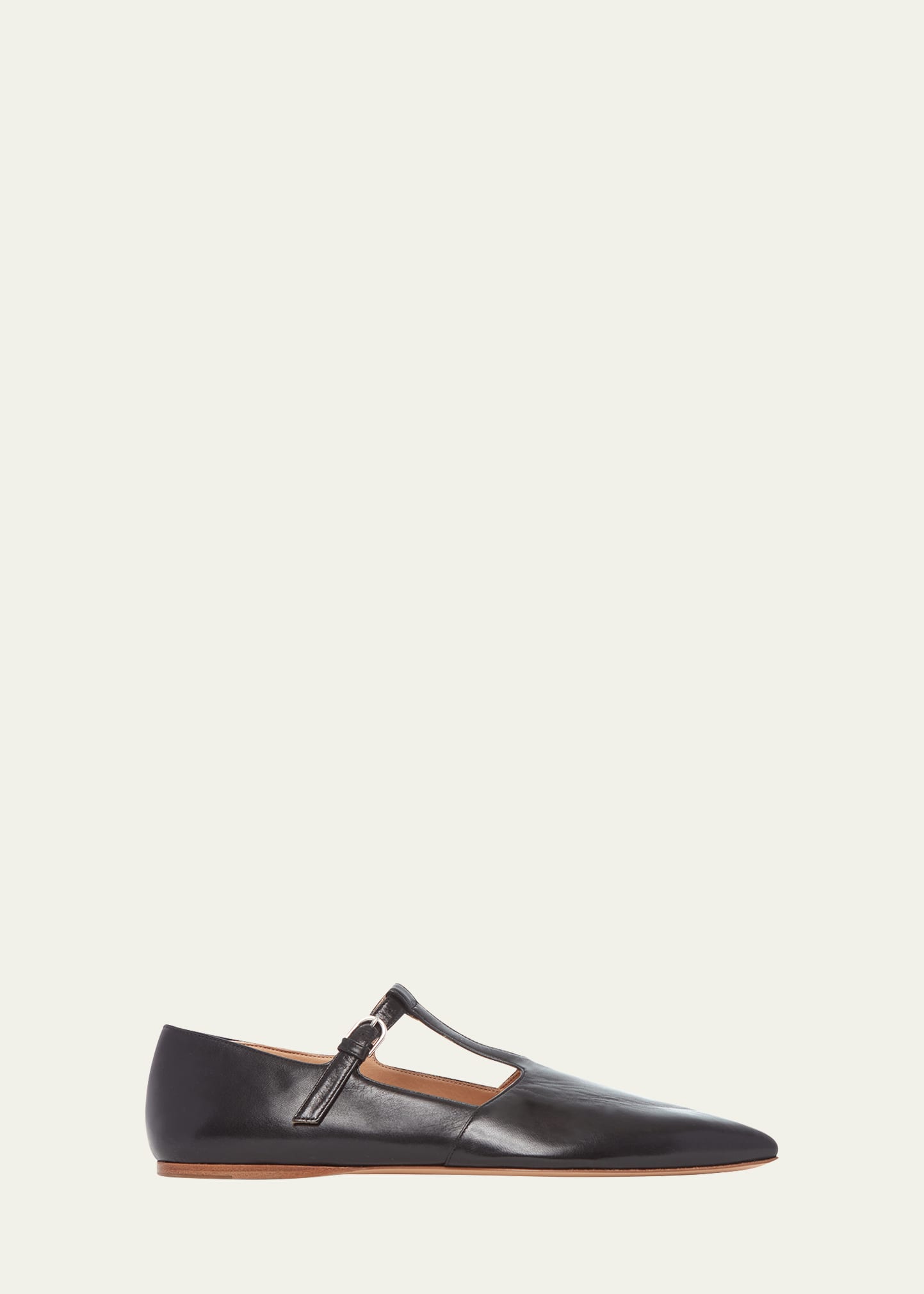 Shop Gabriela Hearst Lola Leather Mary Jane Ballerina Flats In Black