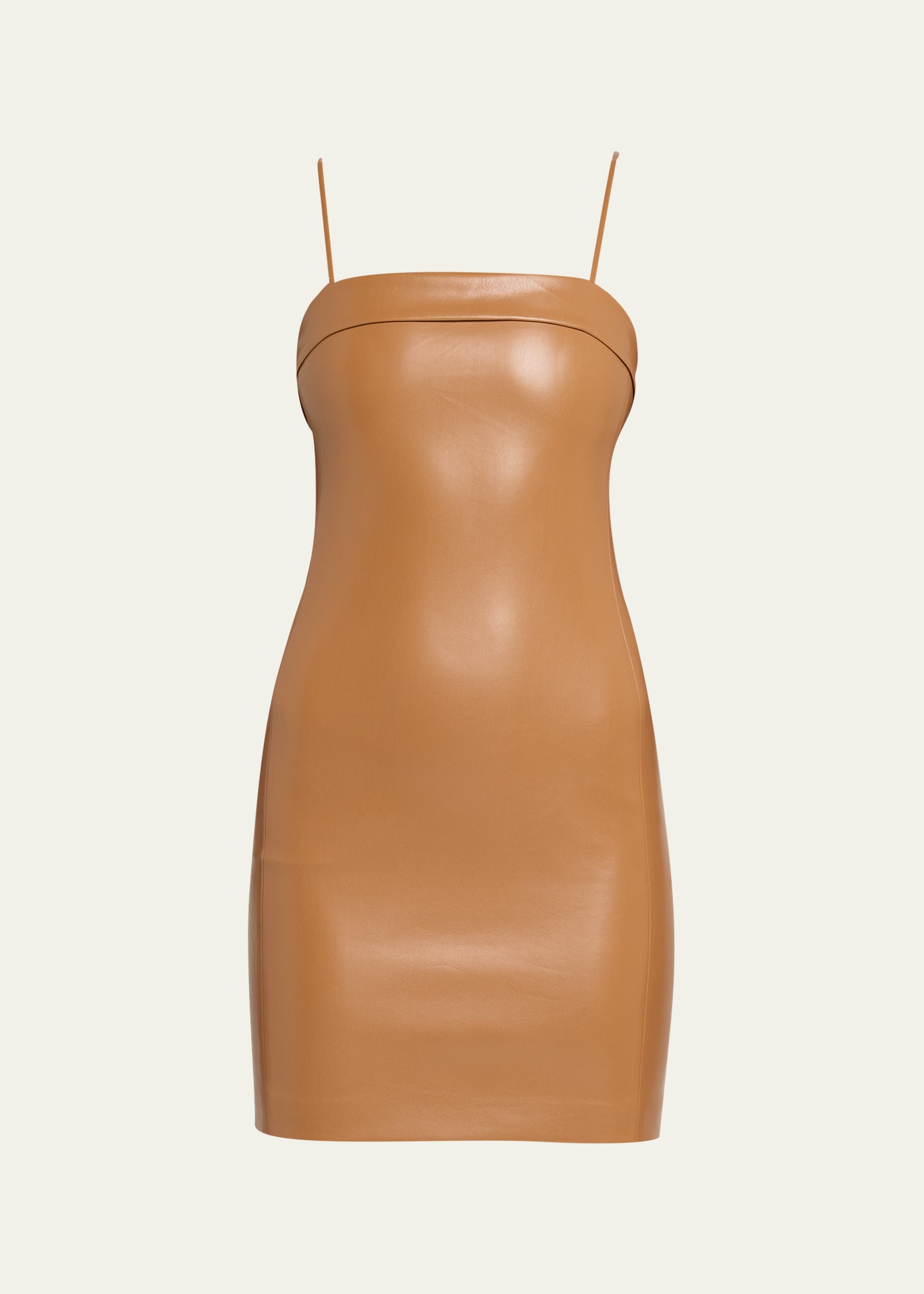 Shop Alice And Olivia Kelly Vegan Leather Mini Dress In Camel