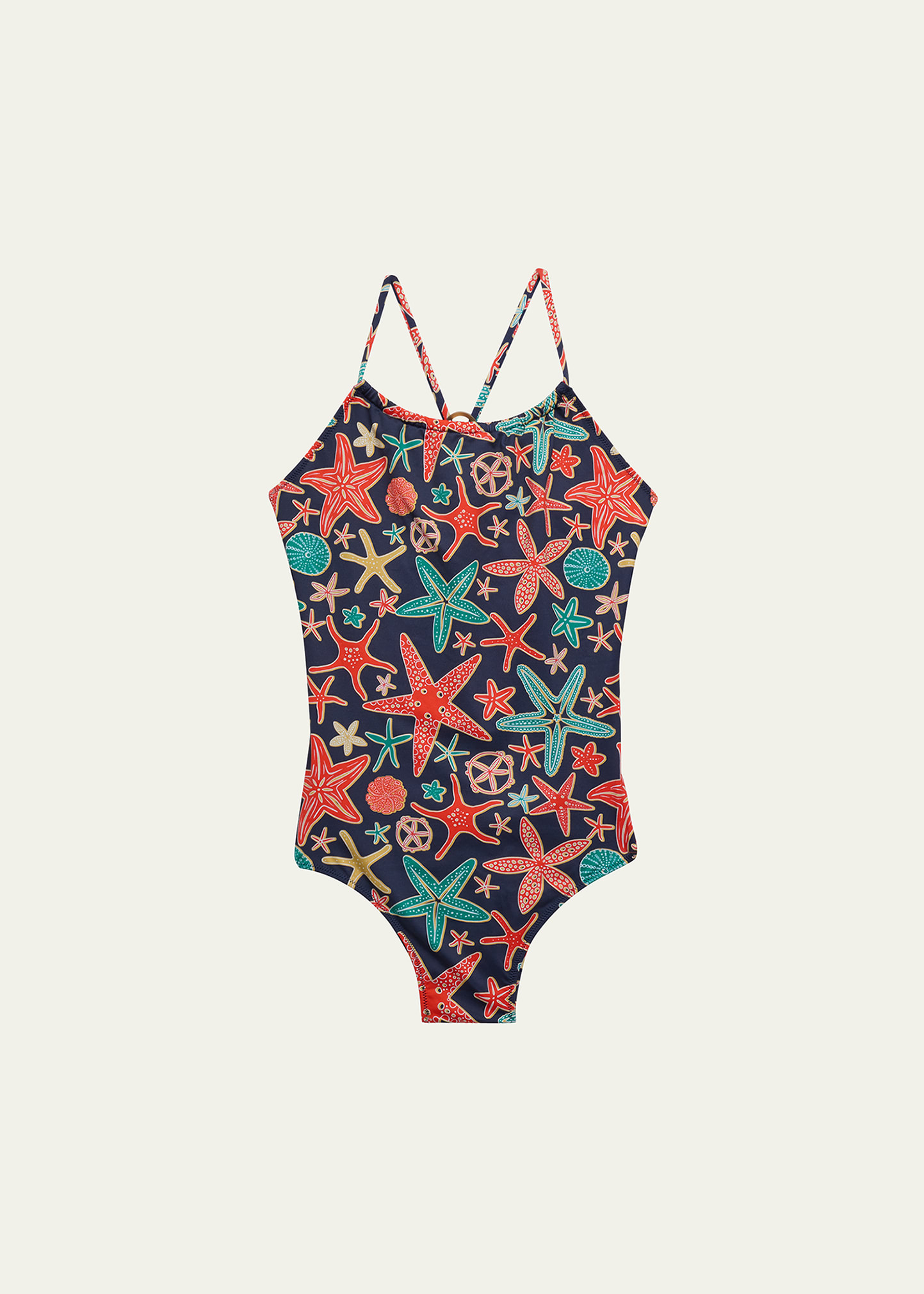 Vilebrequin Kids' Girl's Gazette Starfish-print One-piece Swimsuit In Navy