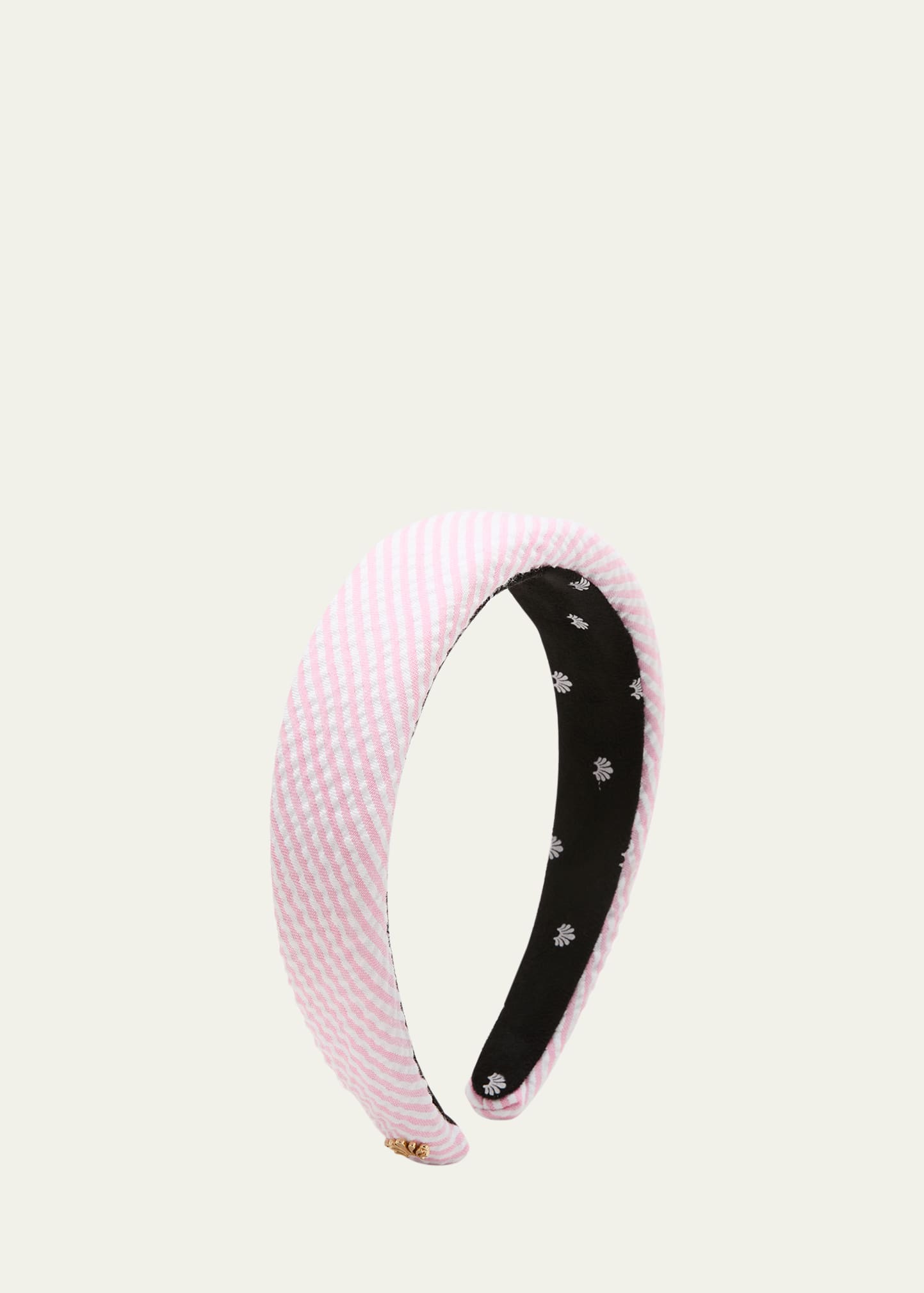 Shop Lele Sadoughi Seersucker Alice Headband In Shell Pink