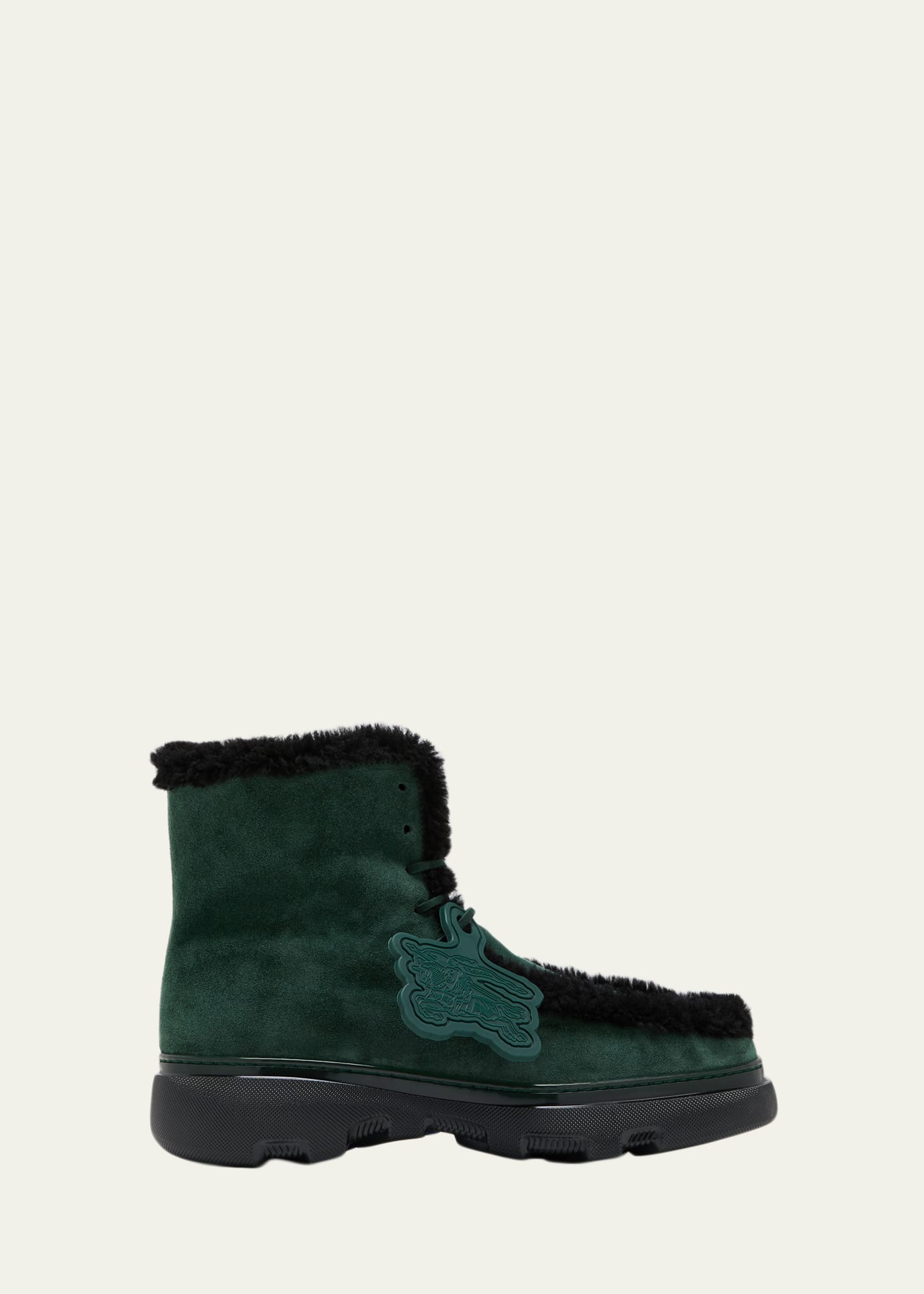 Burberry Suede-shearling Creeper Boots In Green