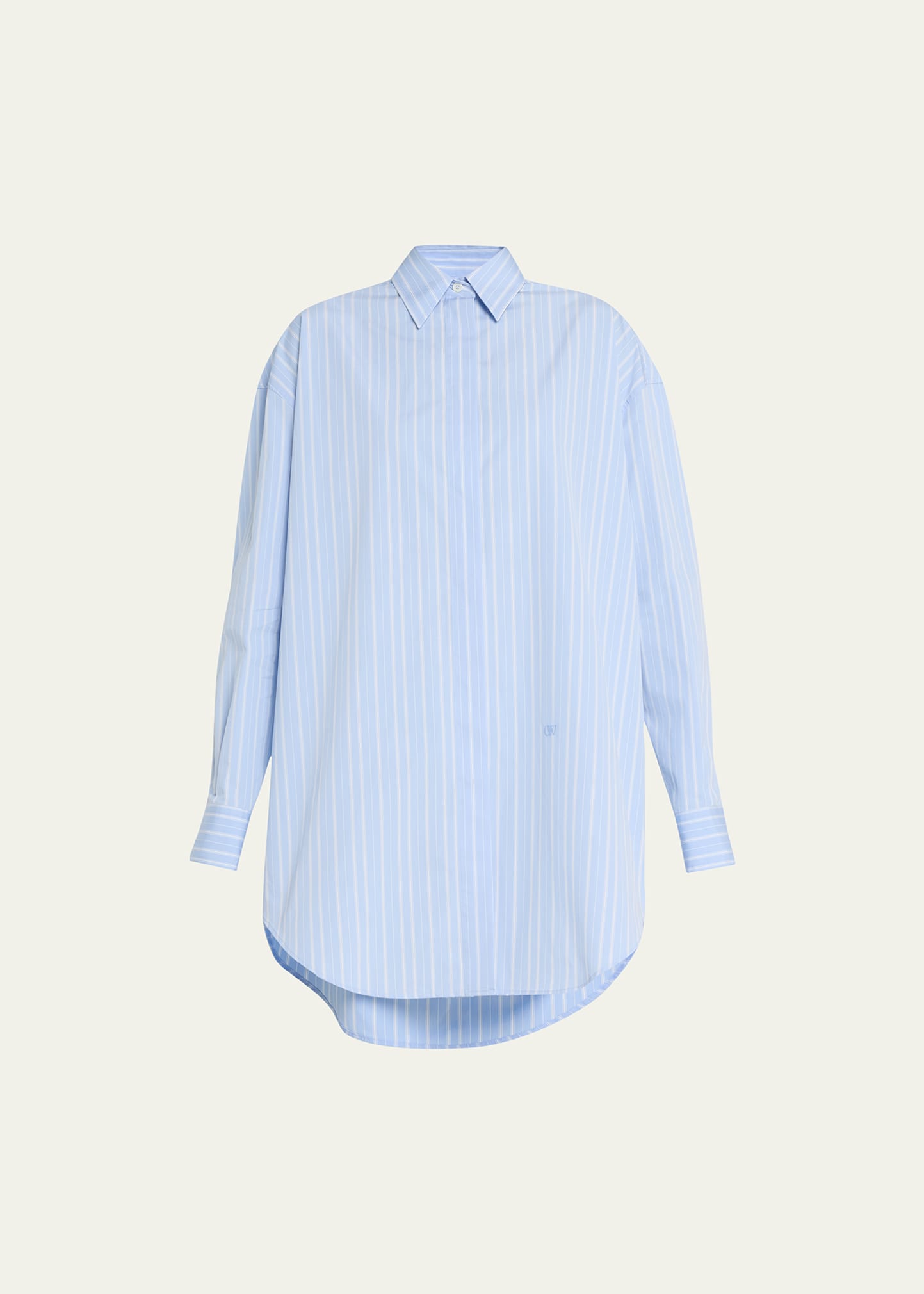 Shop Off-white Stripe Poplin Zip Back Tunic Shirt In Light Blue