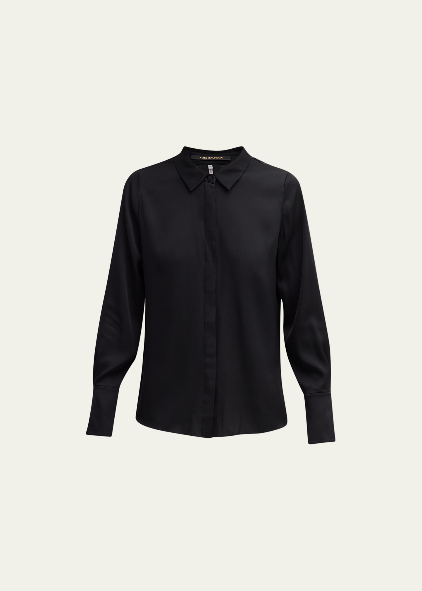 Kobi Halperin Liv Split-cuff Stretch Silk Blouse In Black