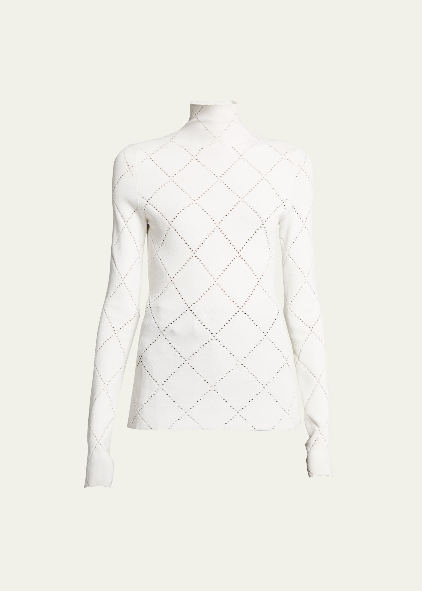 Pointelle Diamonds Turtleneck Top