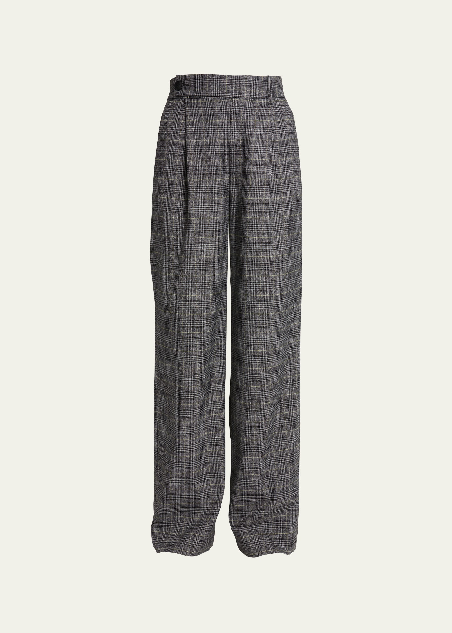 Plaid Wide-Leg Suiting Trousers