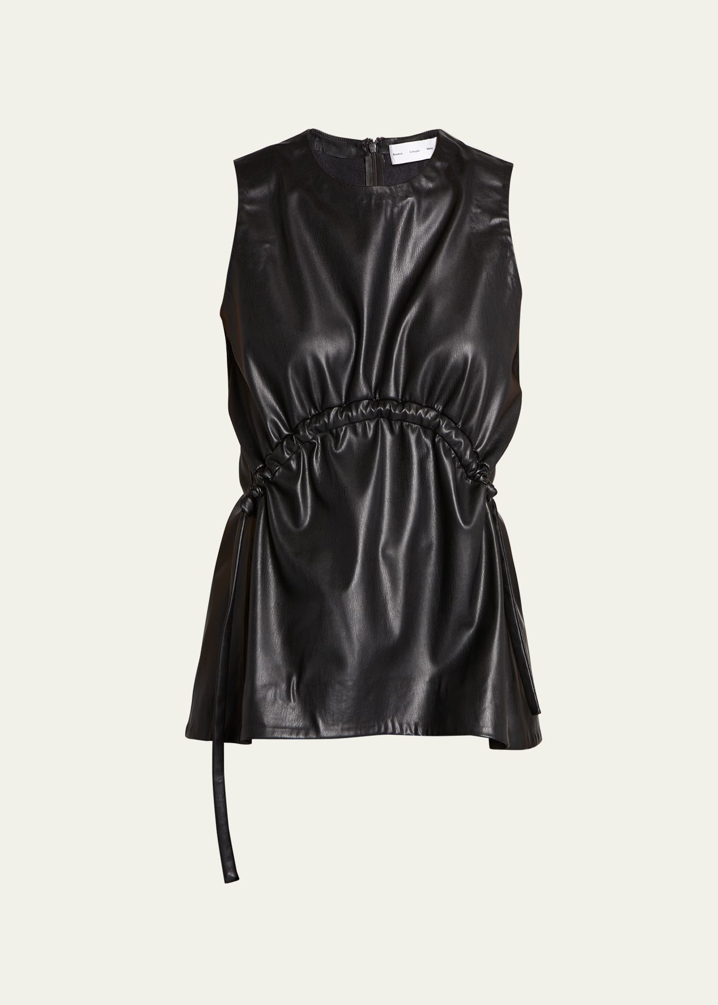 Faux-Leather Sleeveless Drawstring Top