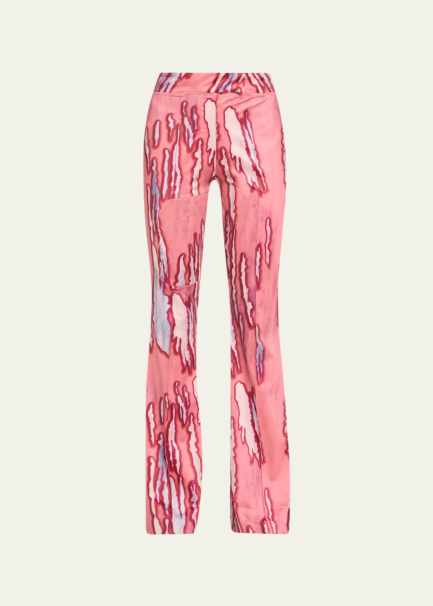 CONNER IVES ABSTRACT-PRINT FLARED SPANDEX TROUSERS