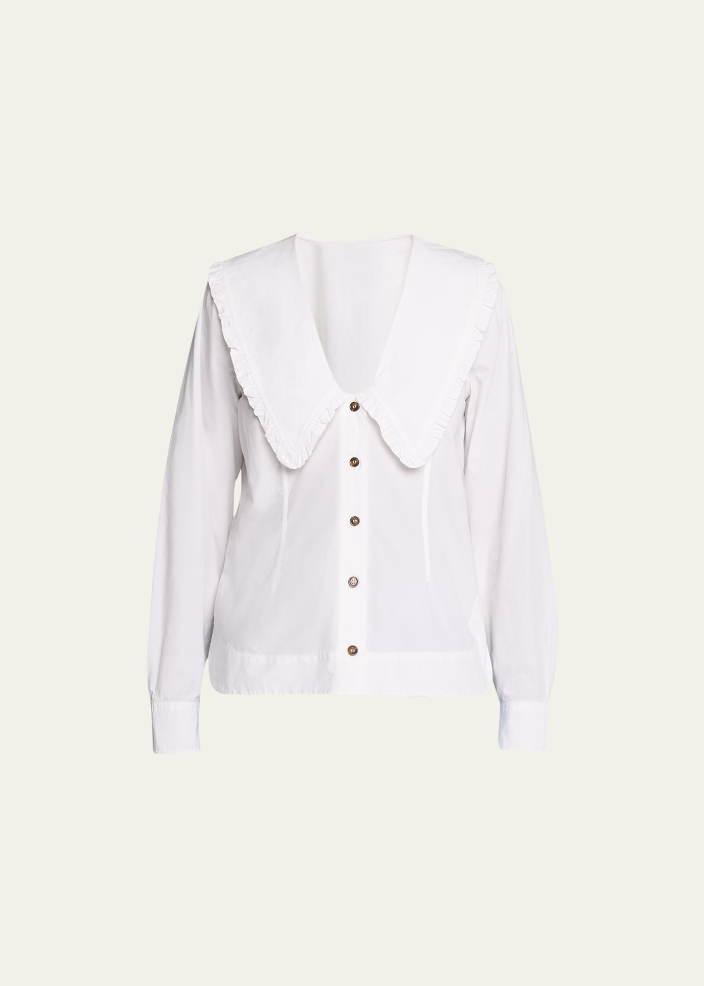 Shop Ganni Collared Button-front Shirt In Bright White